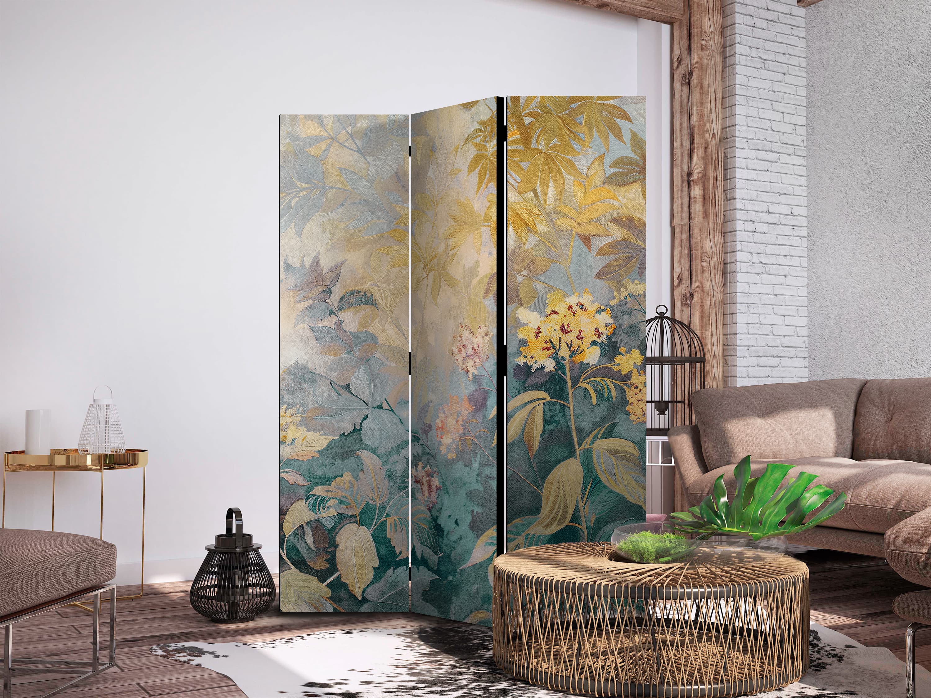 Ширма Gobelinowy wzór z łąką i kwiatami - kilim z wiosennym motywem 135×172 см, одностороння