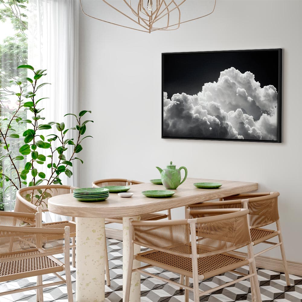 Obraz na płótnie Odkryj nieskończoną grę słonecznego światła – chmury i cienie na niebie. 120×80 cm, płótno standard