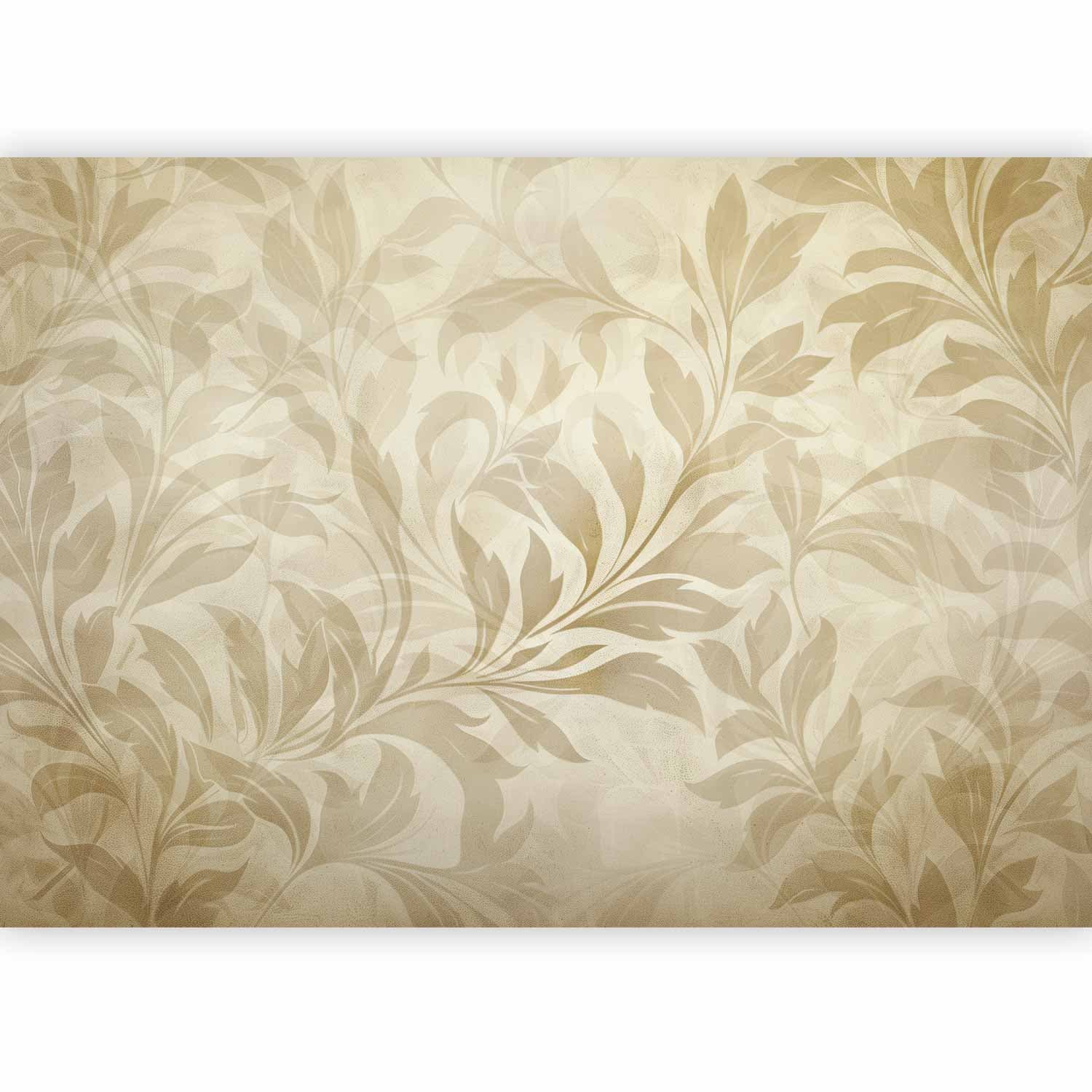 Fototapeta Botaniczny motyw z listkami i pnączami w kolorach piaskowych 300×210 cm, materiał wodoodporny