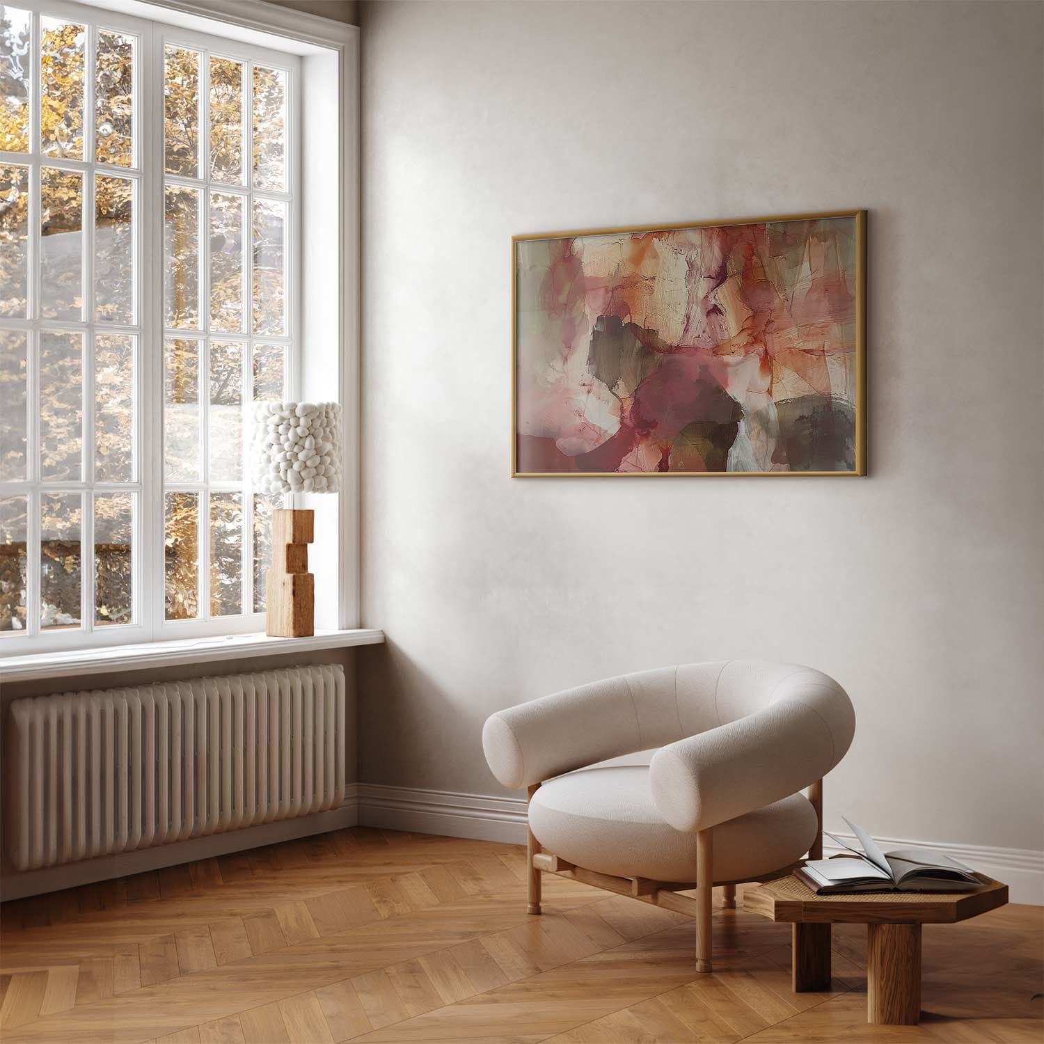 Poster Wiosenna kompozycja - prześwity i formy w technice farby akwarelowej 30×21 cm