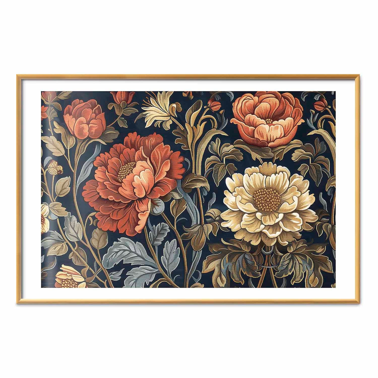 Plakat Gobelinowe wielkie kwiaty w stylu retro 60×40 cm