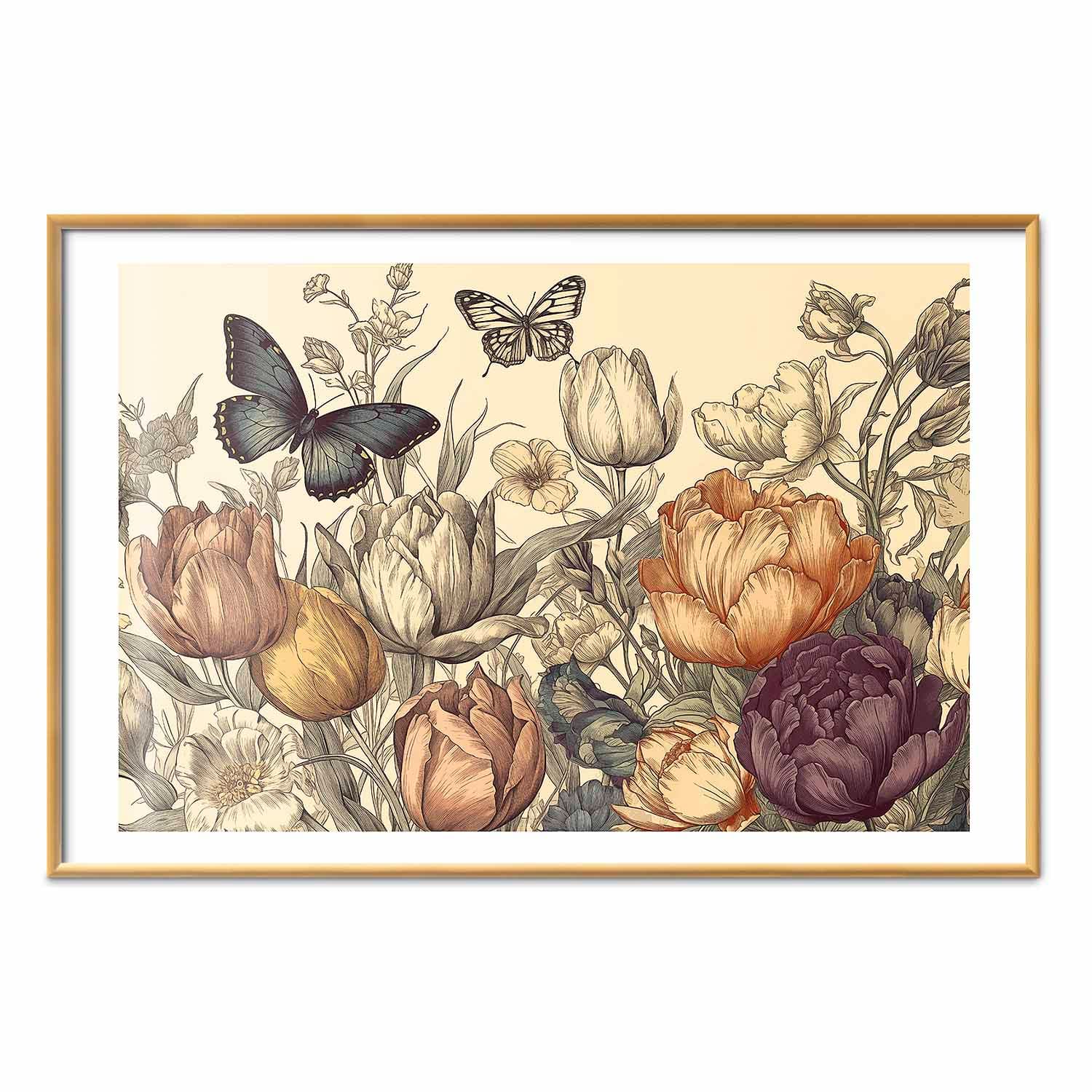 Plakat Kolorowe tulipany na kremowym tle 60×40 cm