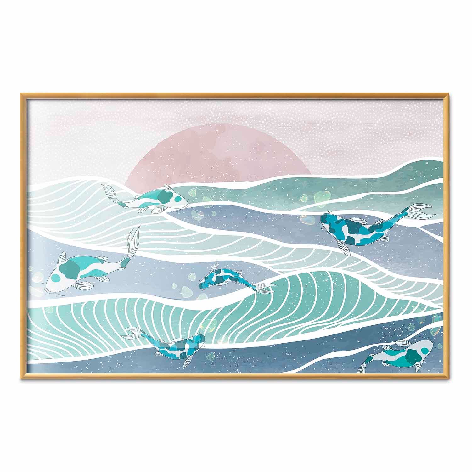 Plakat Ryby na falach 30×21 cm