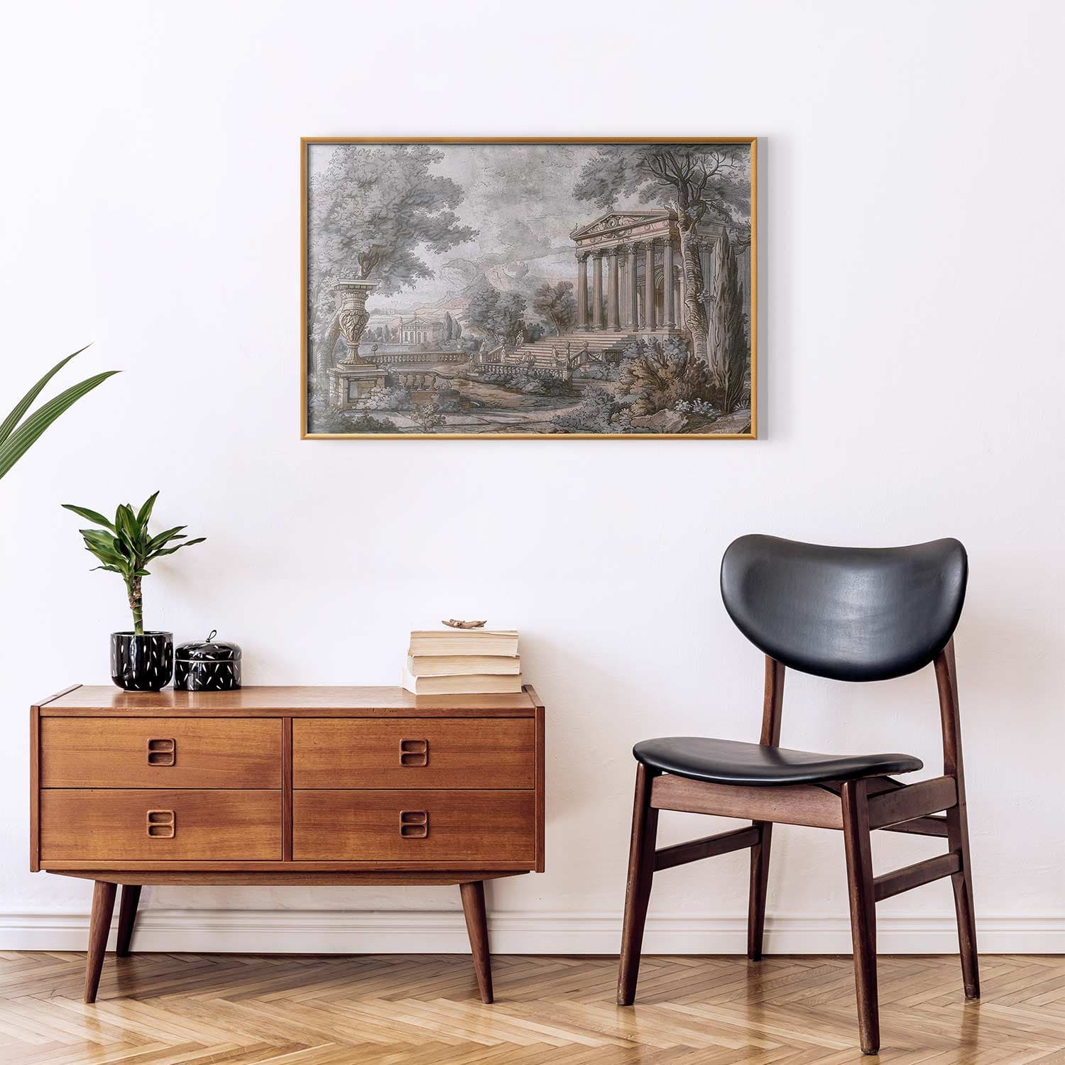Poster Świątynia na wzgórzu - grecka architektura w stonowanej kolorystyce 30×21 cm