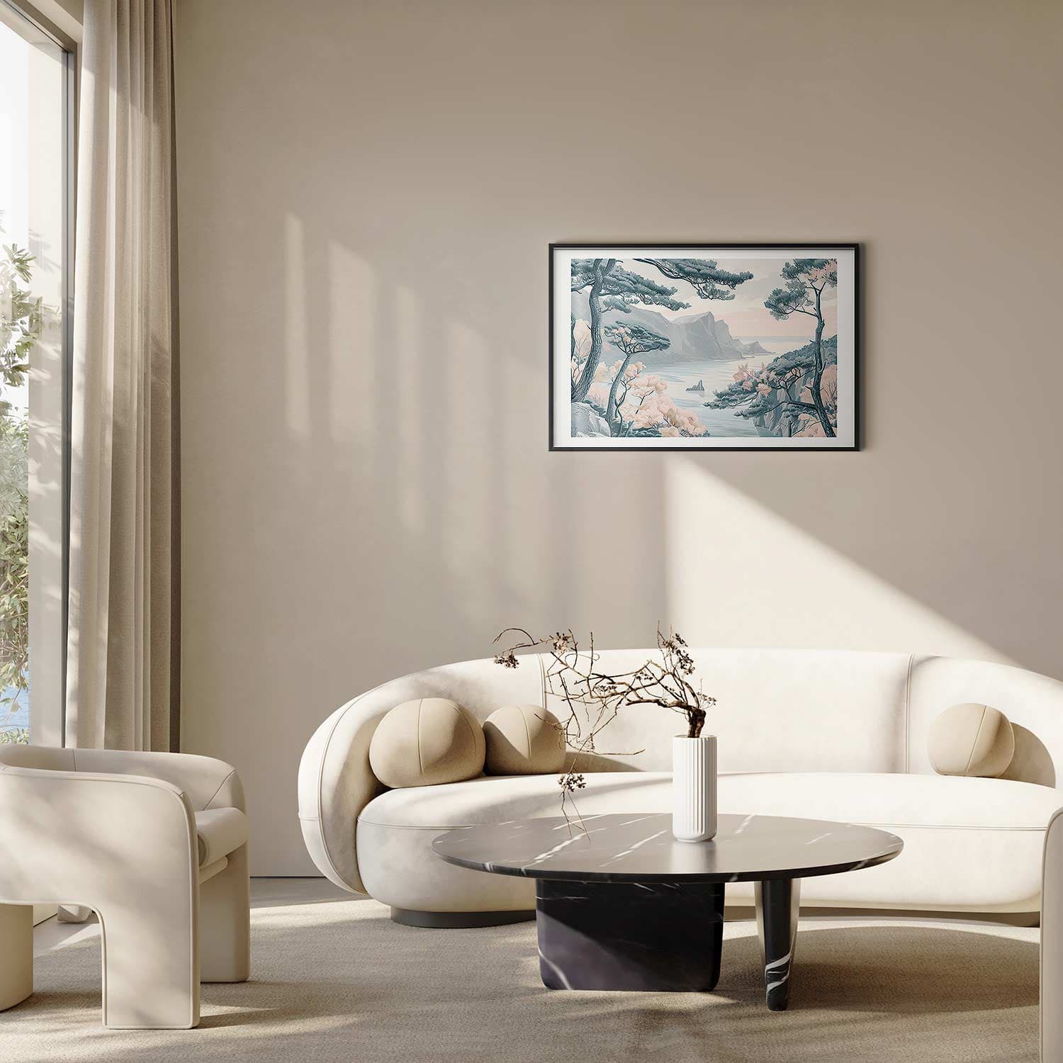 Plakat Błękitne wybrzeże w delikatnych kolorach 90×60 cm