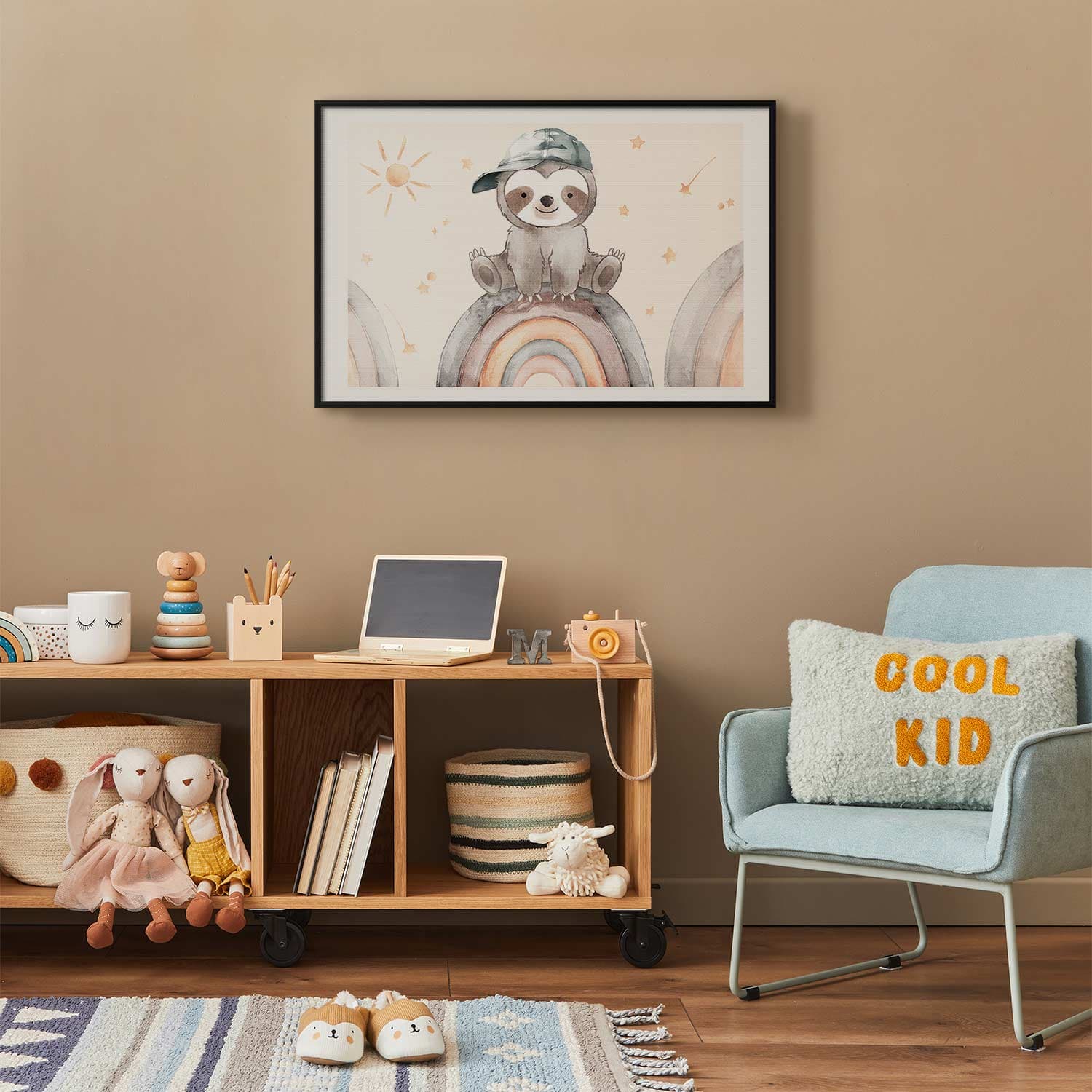 Plakat Zwierzątko pośród gwiazdek i tęcz 30×21 cm