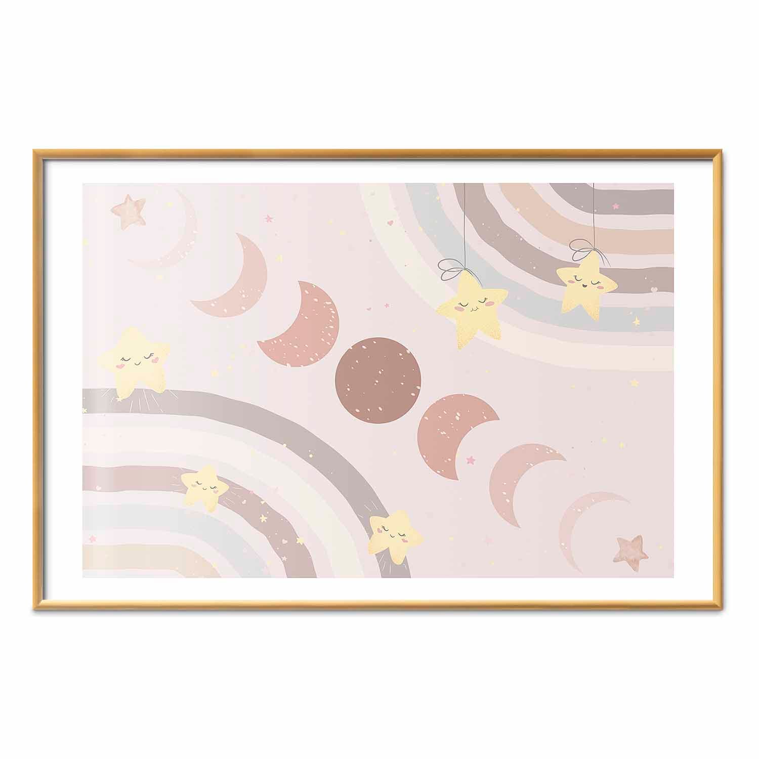 Plakat Fazy księżyca z tęczą 60×40 cm