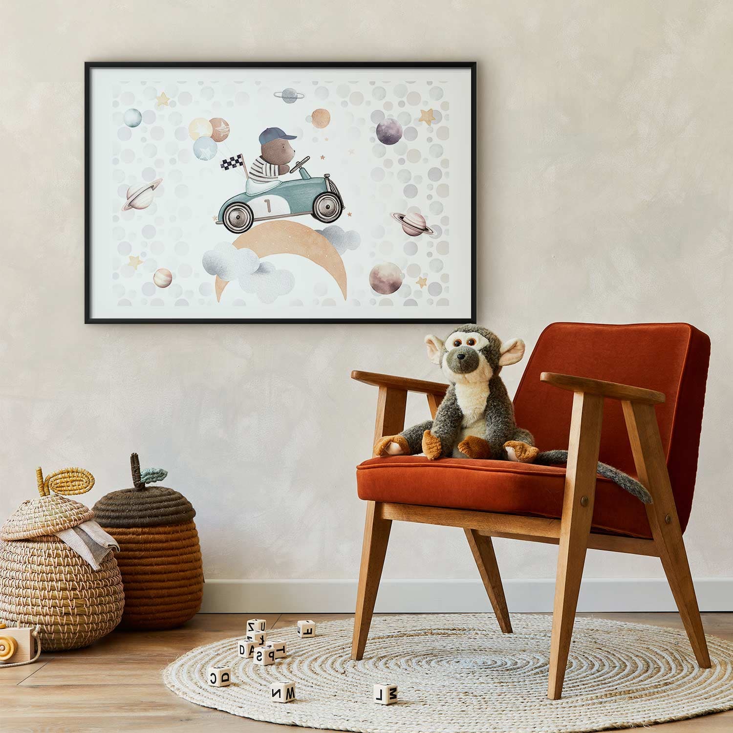 Plakat Miś w wyścigówce 30×21 cm