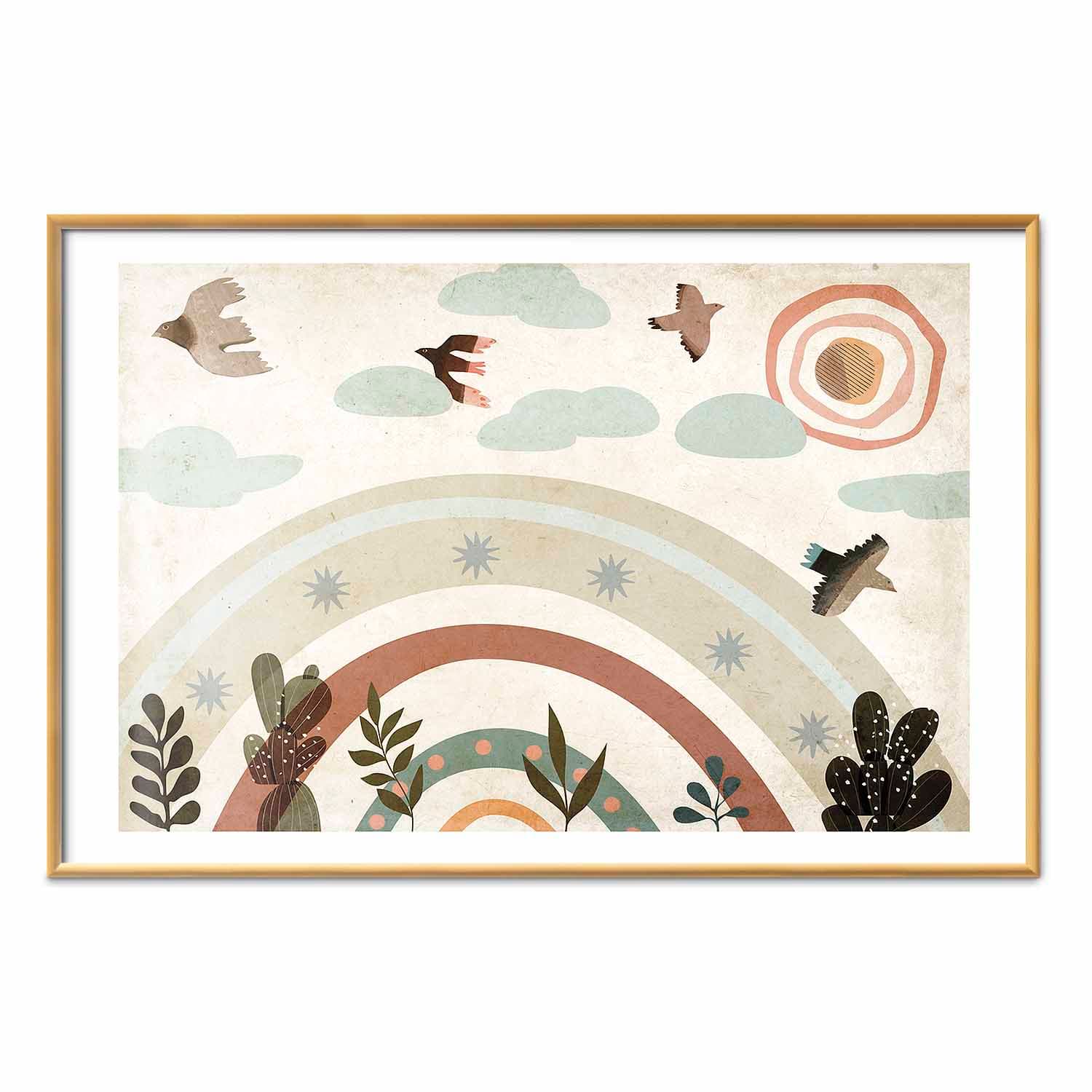 Plakat Tęcza i ptaki 60×40 cm