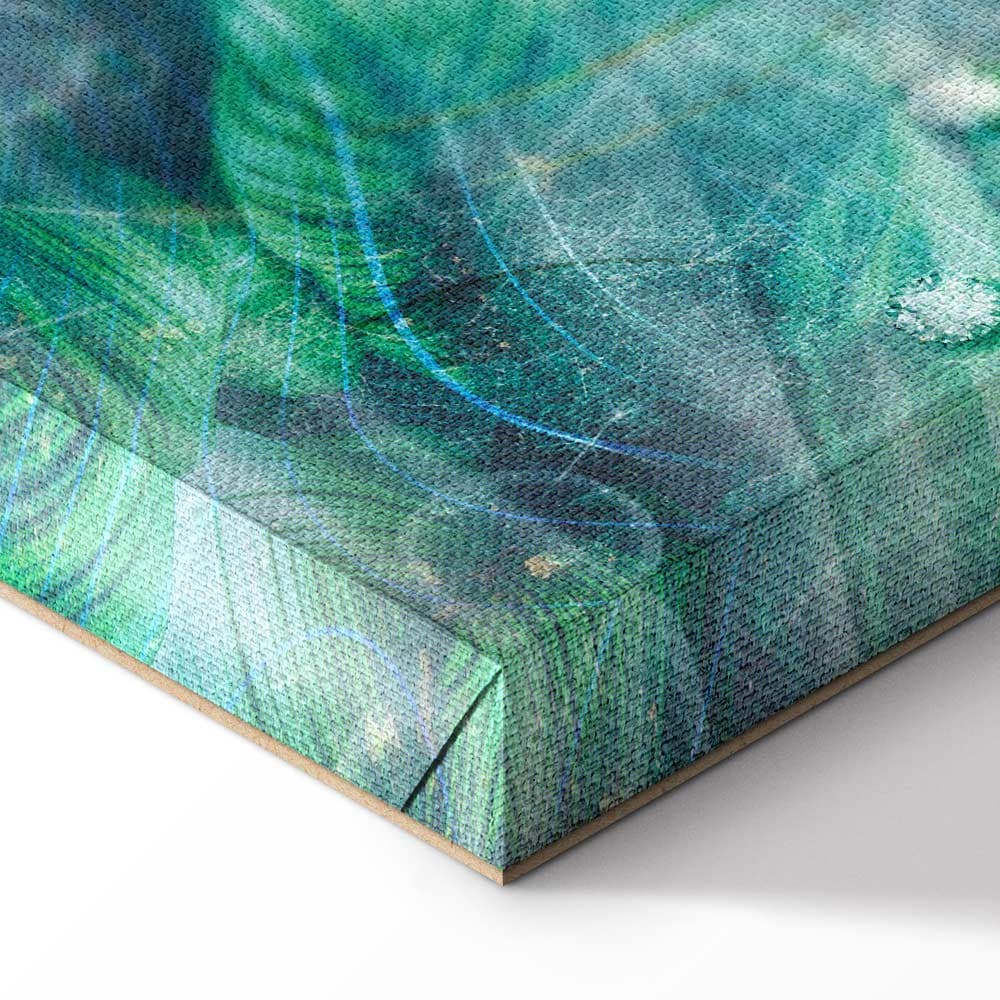 Obraz na płótnie Turkusowe liście szeroki 90×60 cm, płótno standard