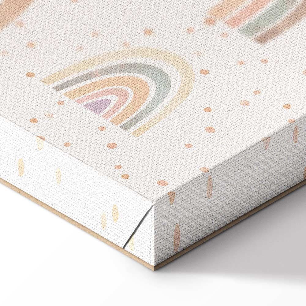Картина на холсте Wiosna - pastelowe tęcze z serduszkami w deszczowy dzień 120×80 см, стандартный холст