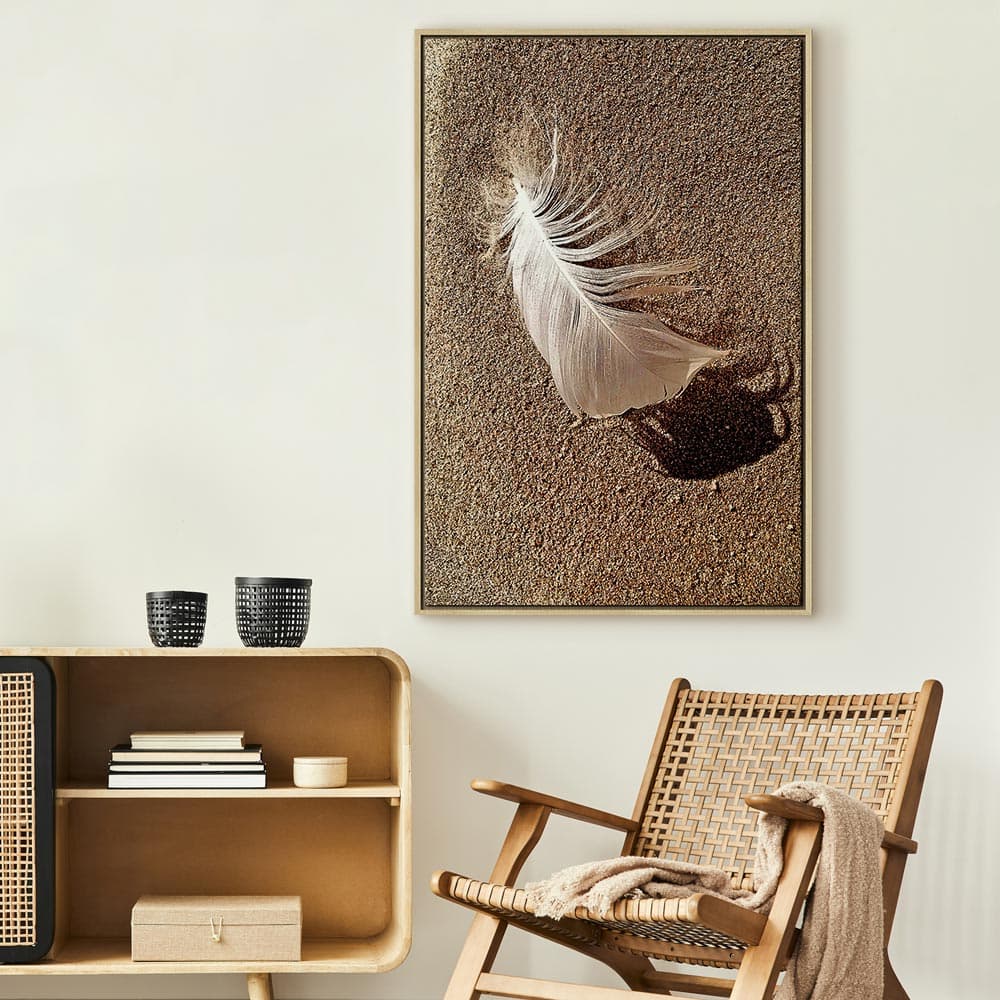 Canvas print Pióro na piasku 40×60 cm, standard canvas