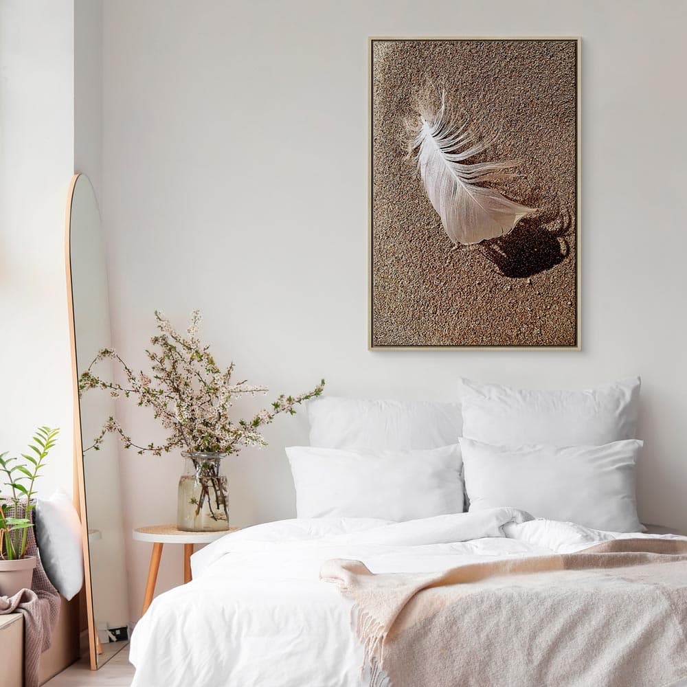Canvas print Pióro na piasku 40×60 cm, standard canvas