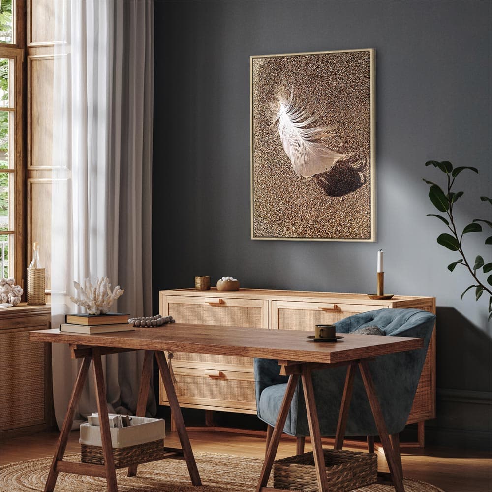 Canvas print Pióro na piasku 40×60 cm, standard canvas