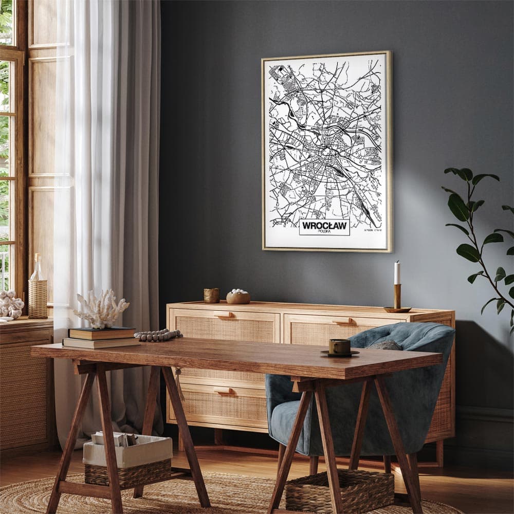 Картина на полотні Mapa miasta: Wrocław 80×120 см, стандартне полотно