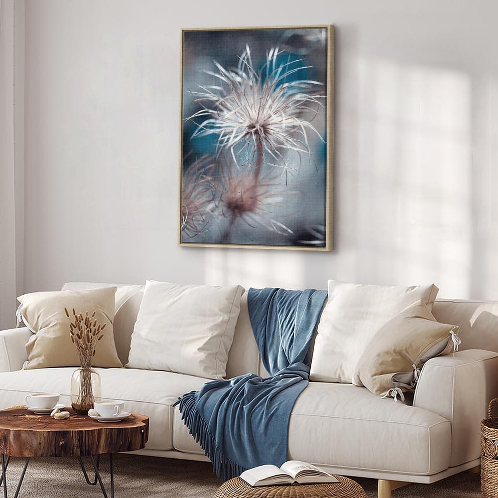 Obraz na płótnie Roślina w błękitach 60×90 cm, płótno standard