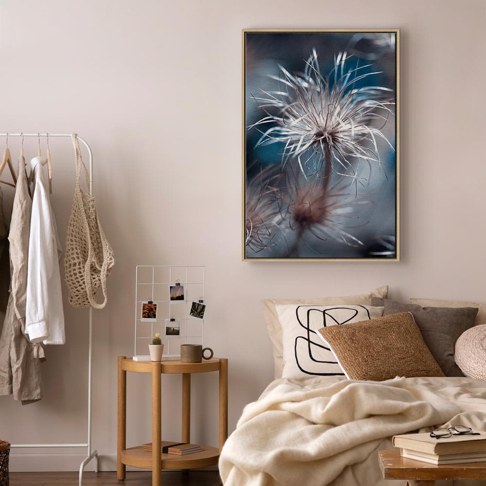 Obraz na płótnie Roślina w błękitach 60×90 cm, płótno standard
