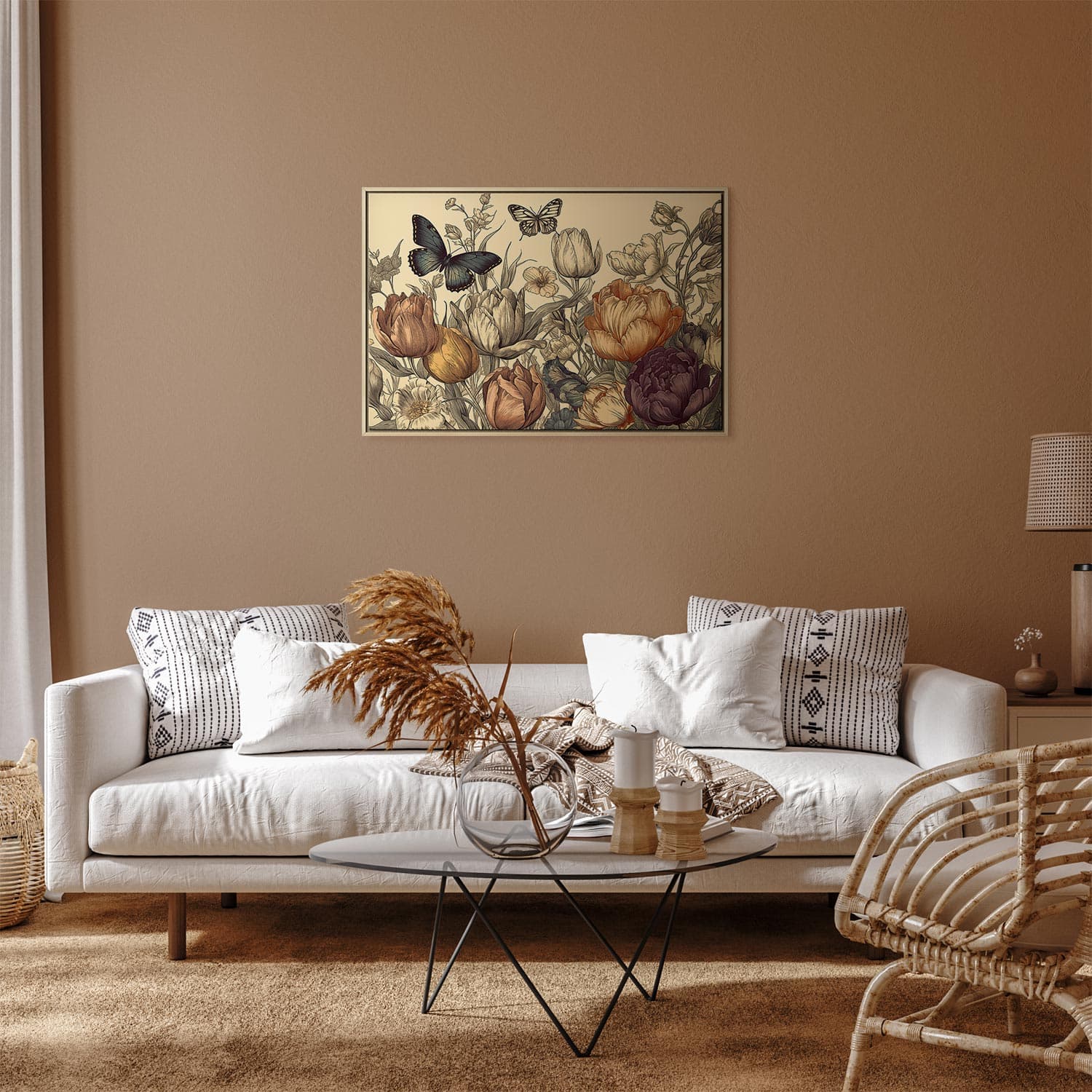 Canvas print Kolorowe tulipany na kremowym tle 90×60 cm, standard canvas
