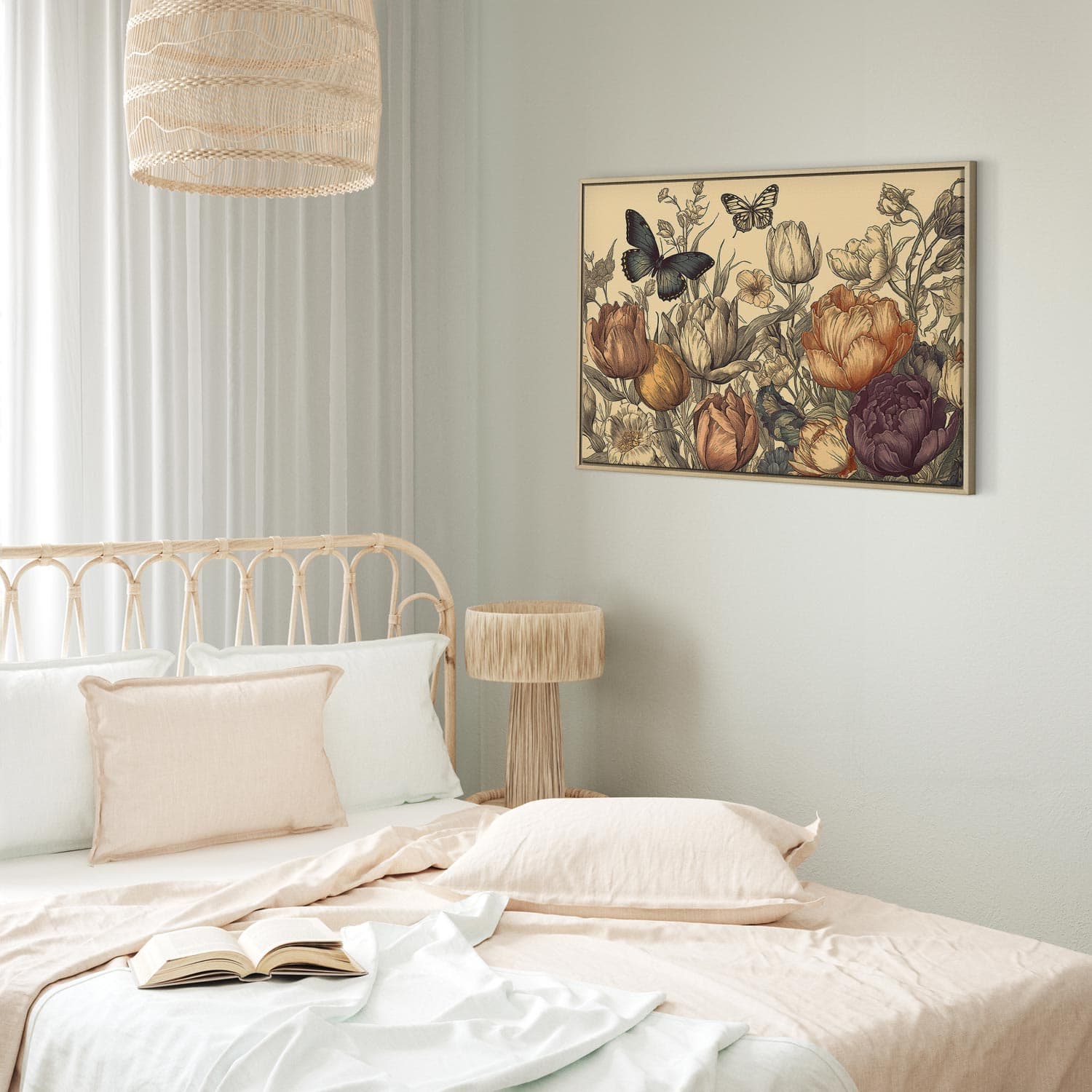 Canvas print Kolorowe tulipany na kremowym tle 90×60 cm, standard canvas