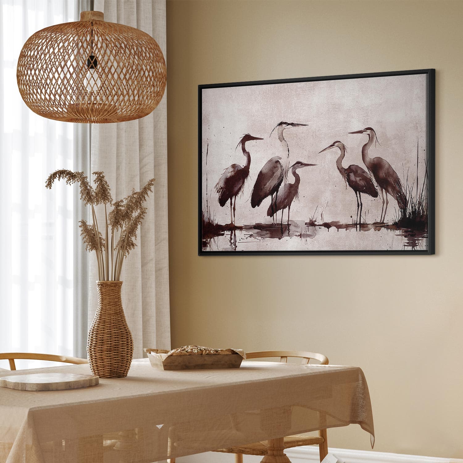 Leinwandbild Czaple malowane tuszem 90×60 cm, Standardleinwand