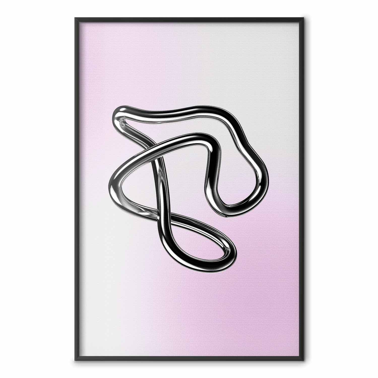 Poster Srebrne Zawiłości - płynna metaliczna figura na gradientowym tle 21×30 cm