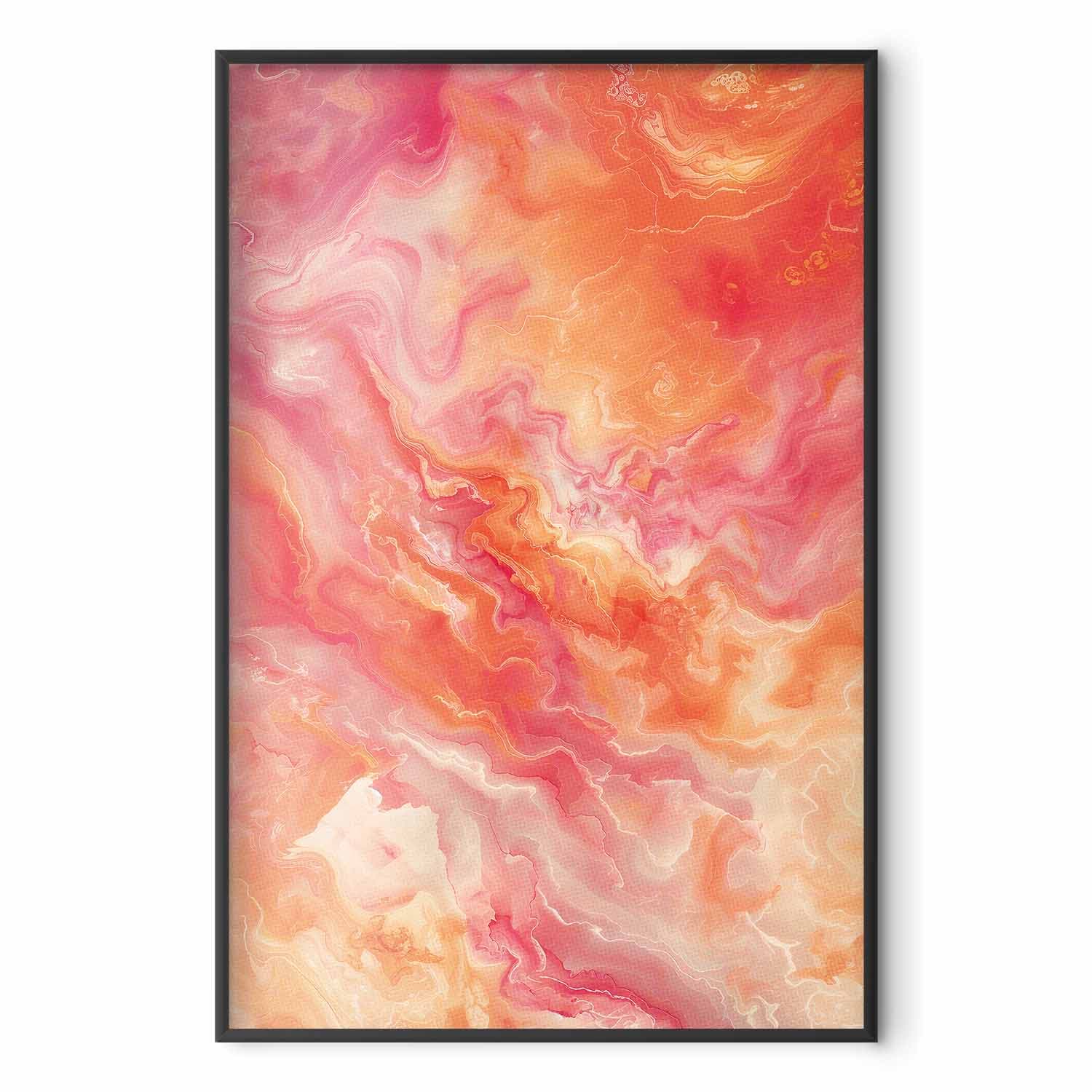 Poster Płomienne Barwy - dynamiczne kształty w kolorach ognia i różu 21×30 cm