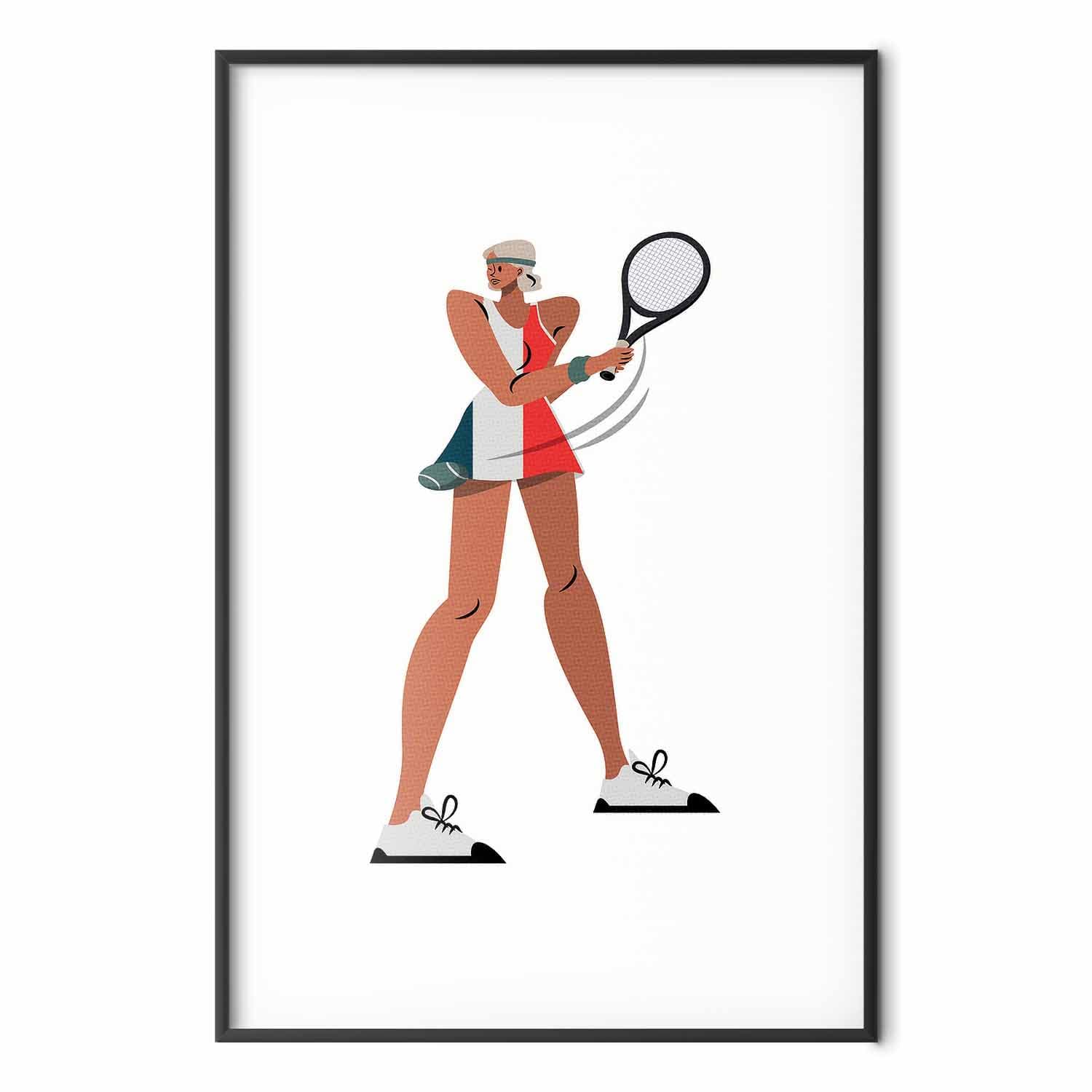 Постер Tenisistka z rakietą na białym tle - ilustracja 21×30 см