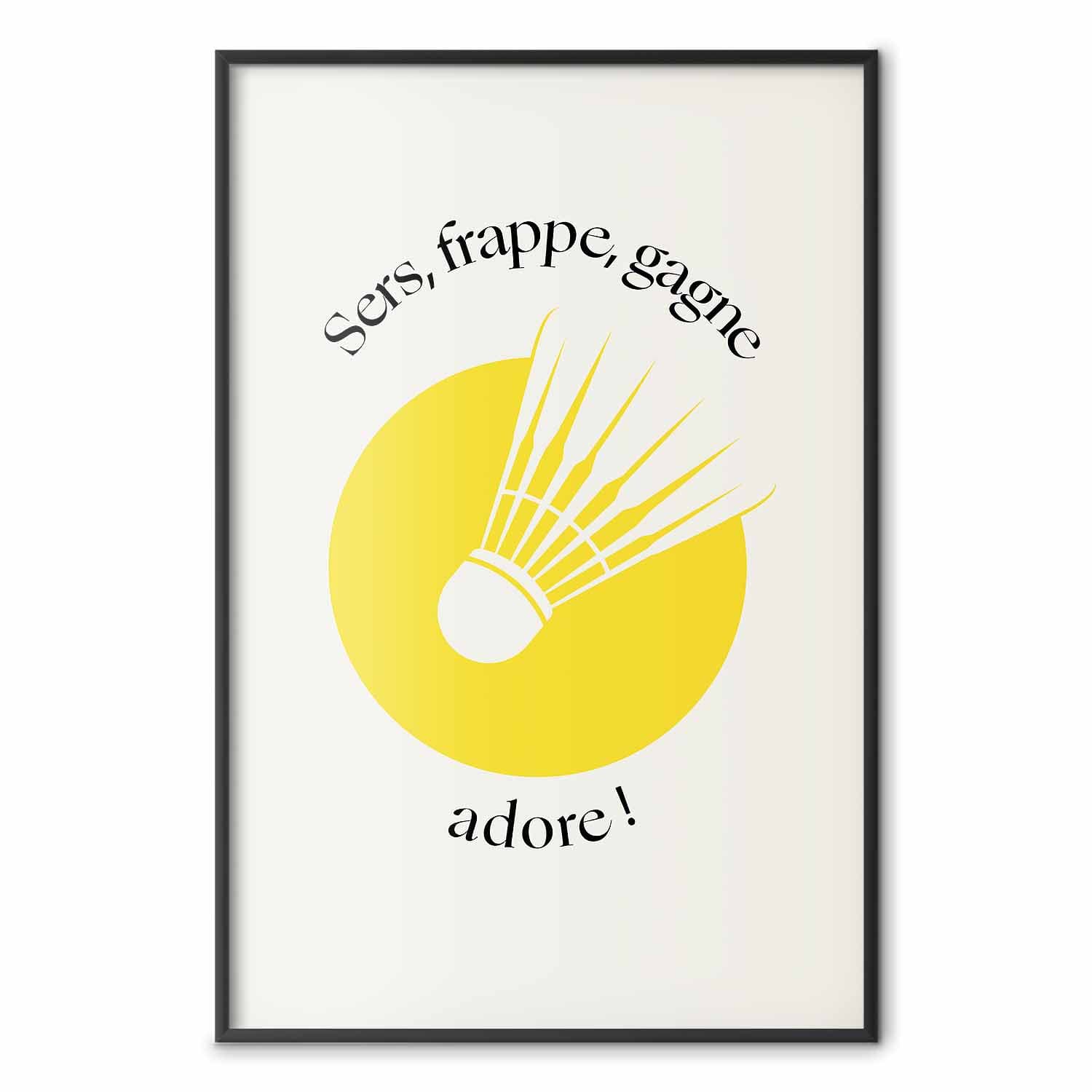 Plakat Lotka do badmintona na tle żółtego słońca 21×30 cm