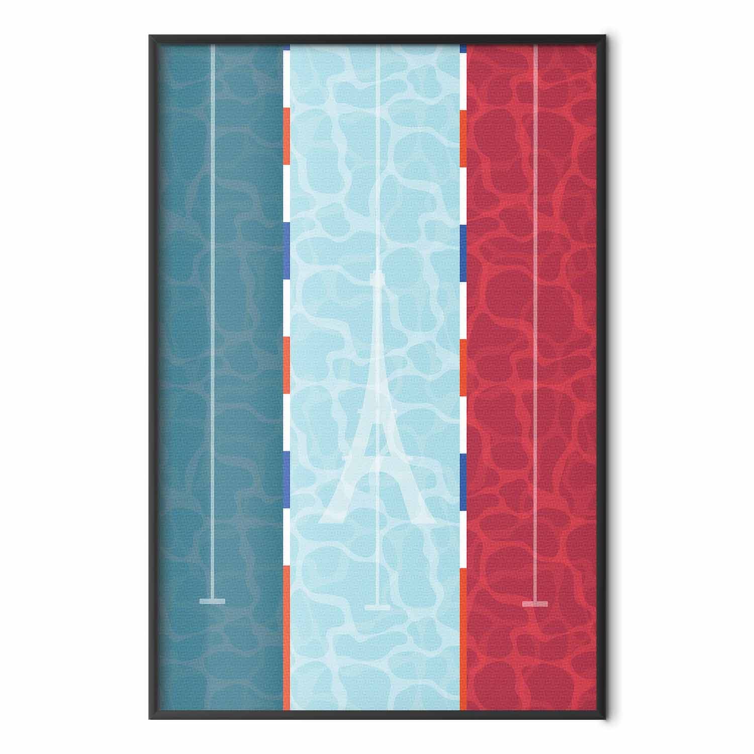 Plakat Ilustracja basenu na tle flagi Francji 21×30 cm