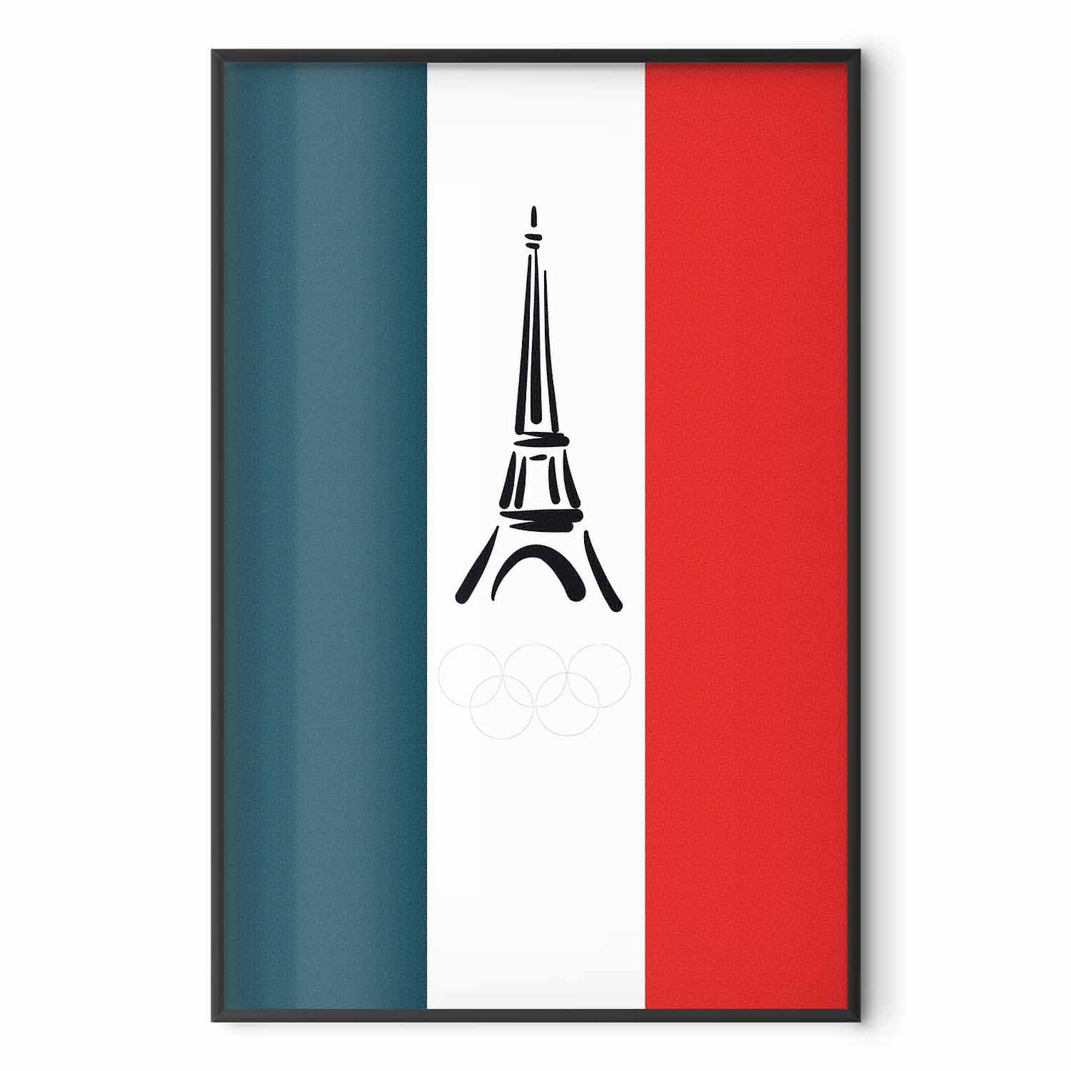 Plakat Graficzna wieża Eiffla na tle flagi Francji 21×30 cm