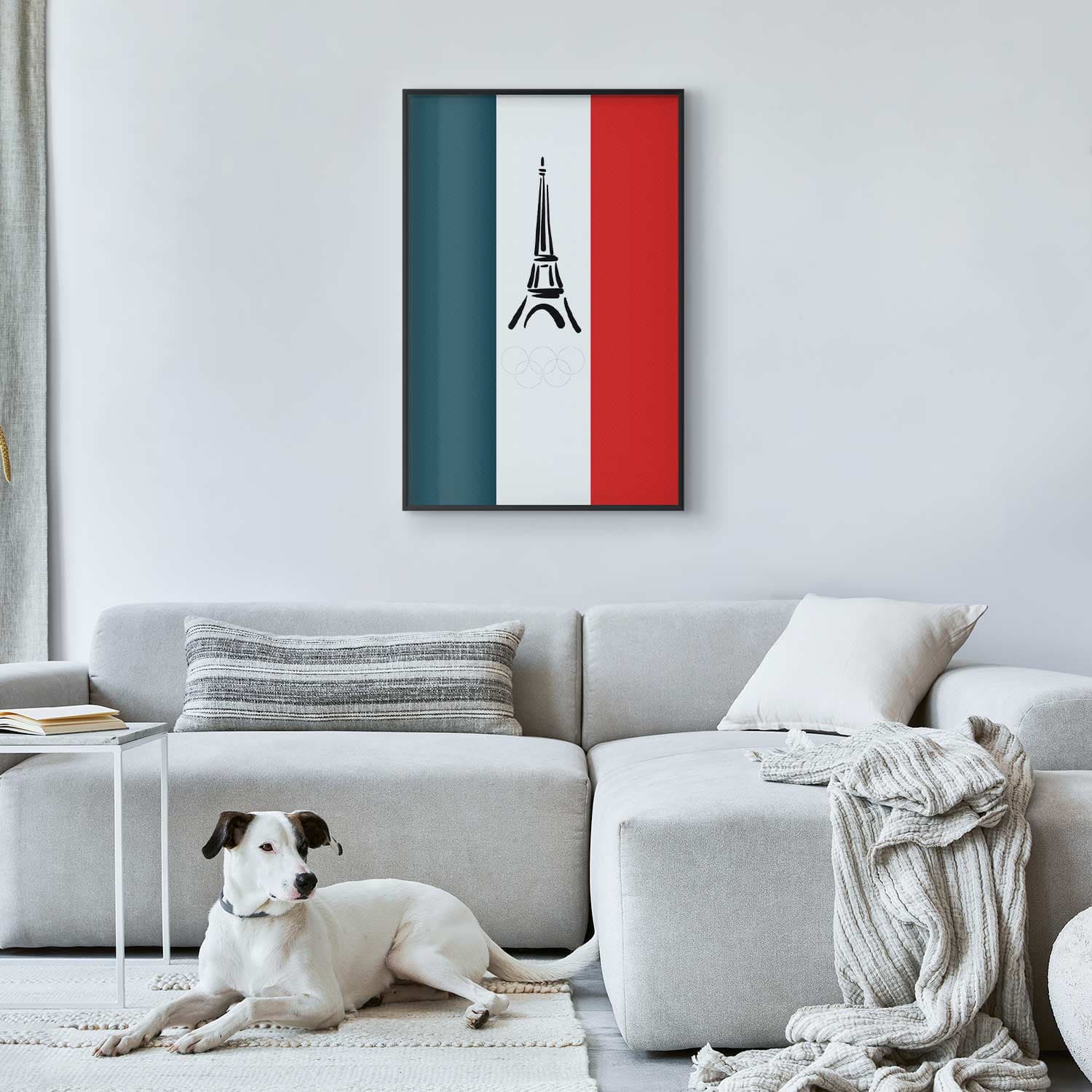 Plakat Graficzna wieża Eiffla na tle flagi Francji 21×30 cm