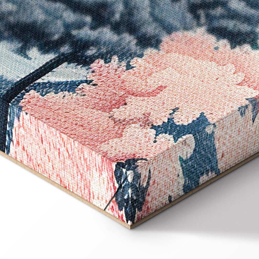 Leinwandbild Pejzaż z oceanem klifami i drzewami w delikatnych różowych barwach 30×20 cm, Standardleinwand