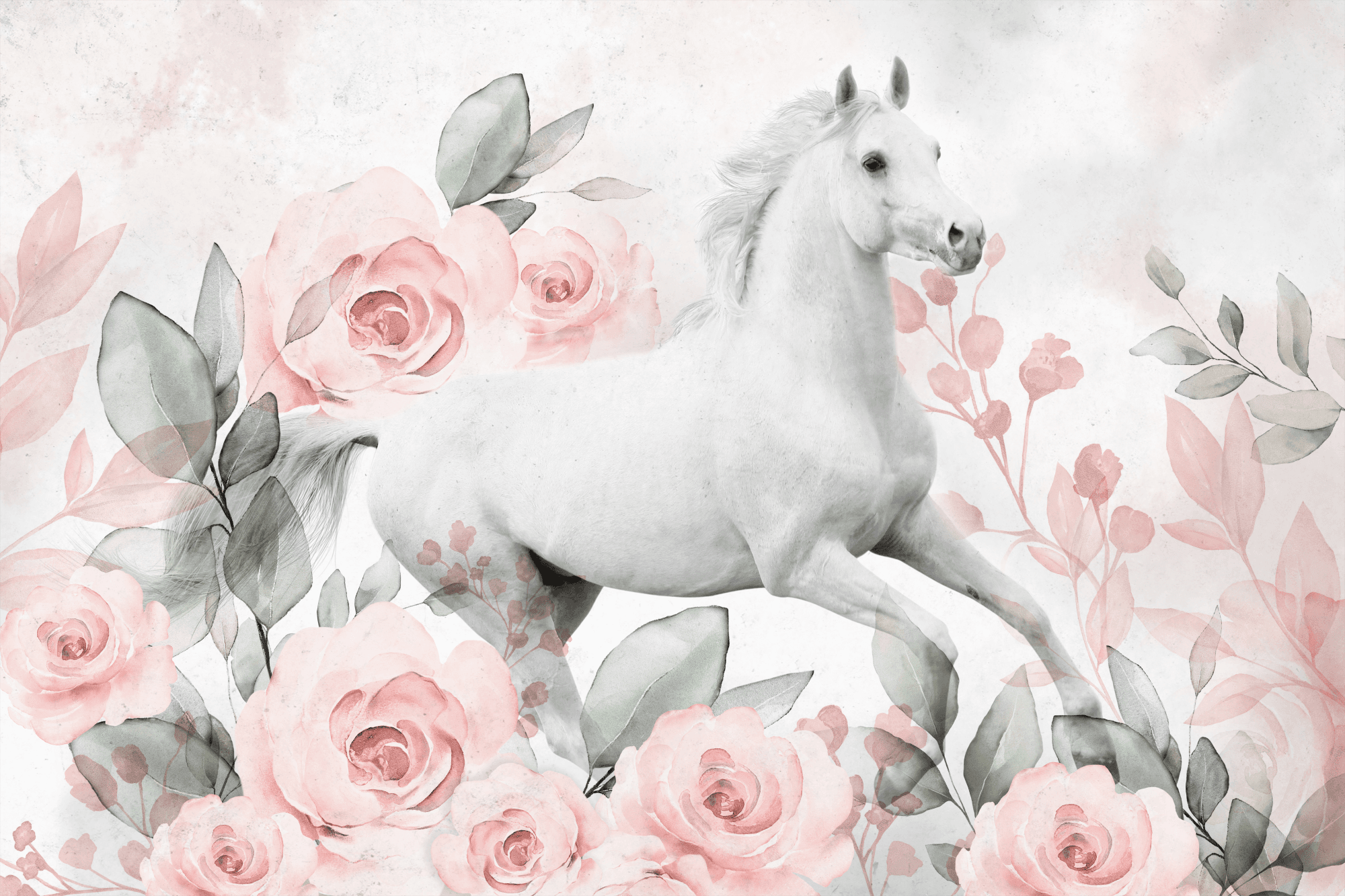 Canvas print Galop wśród róż szeroki 90×60 cm, standard canvas