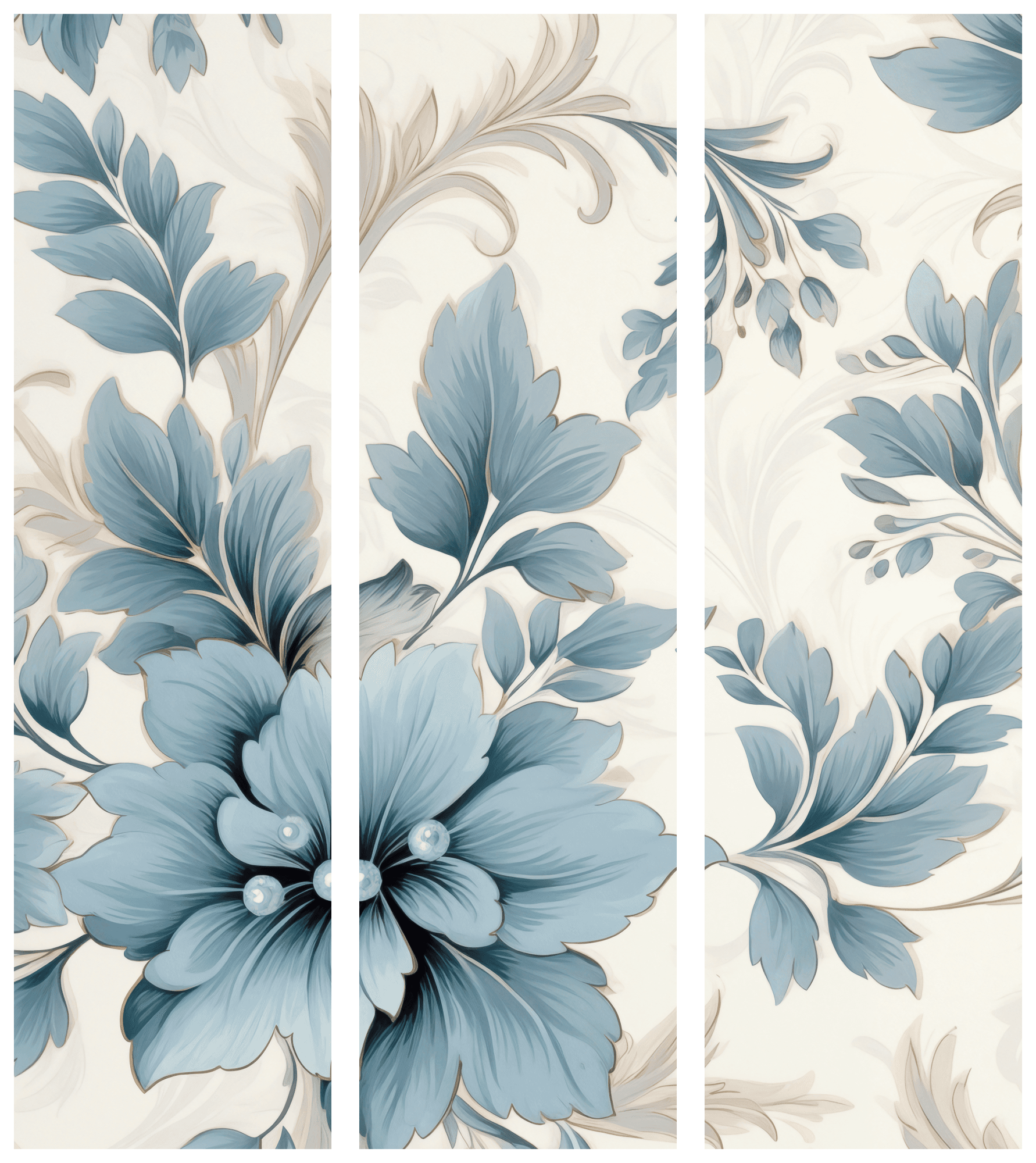 Японська ширма Turkusowe kwiaty w retro klimacie - florystyczne ornamenty 135×172 см, японська