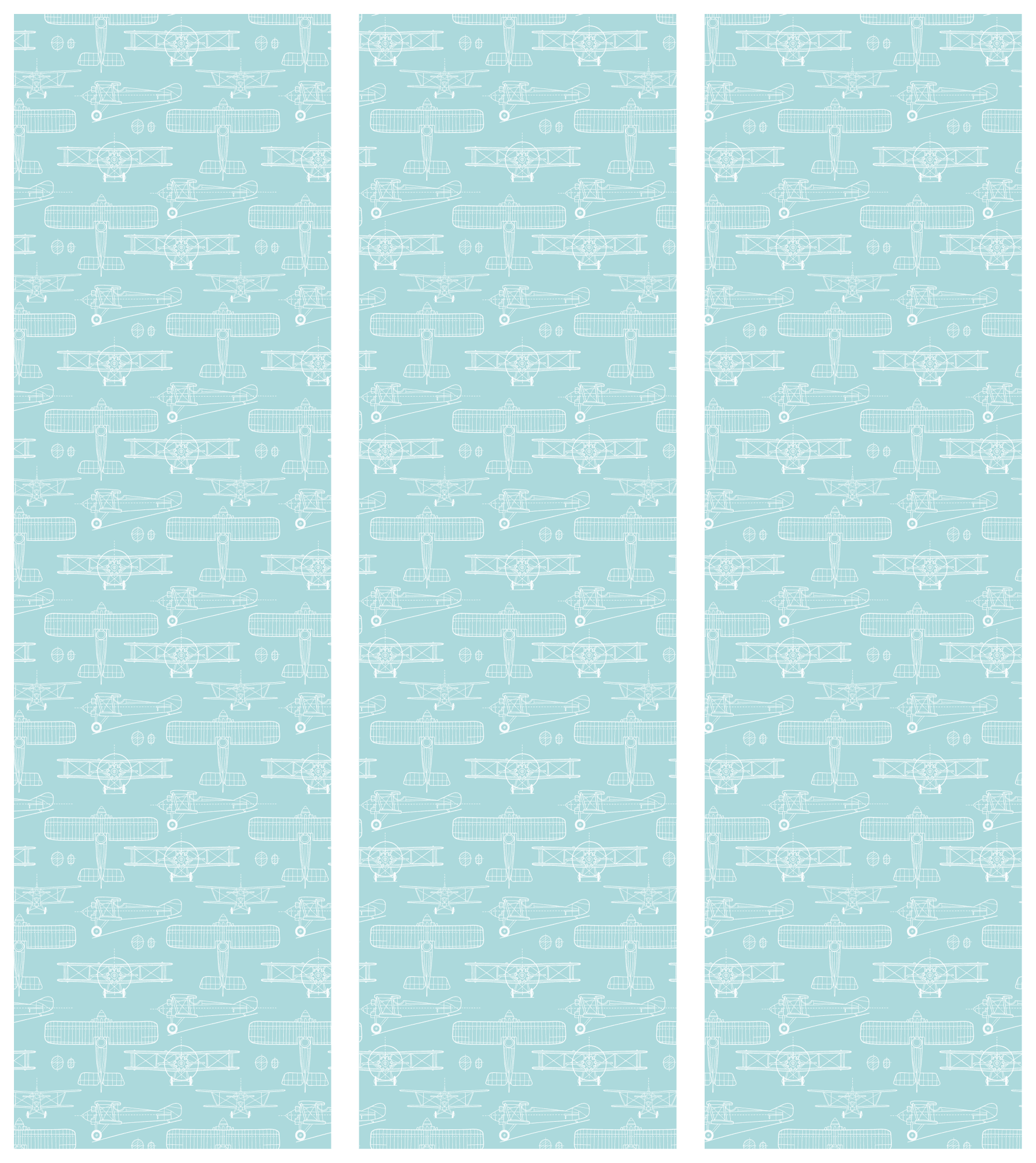 Japanischer Paravent Szkic - zarys budowy samolotu białym kolorem na turkusowym tle 135×172 cm, japanisch