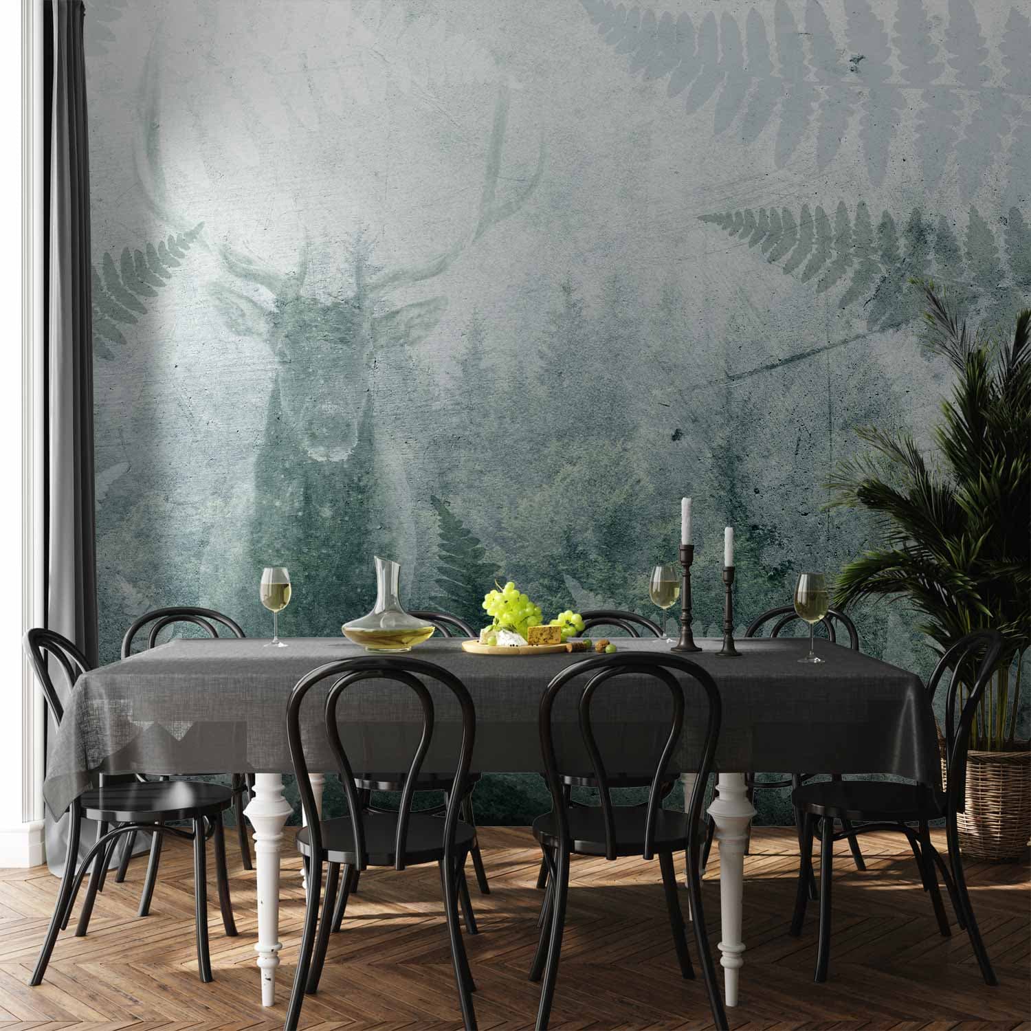 Fototapete Jeleń w paprociach - trzeci wariant 300×210 cm, wasserfestes Material