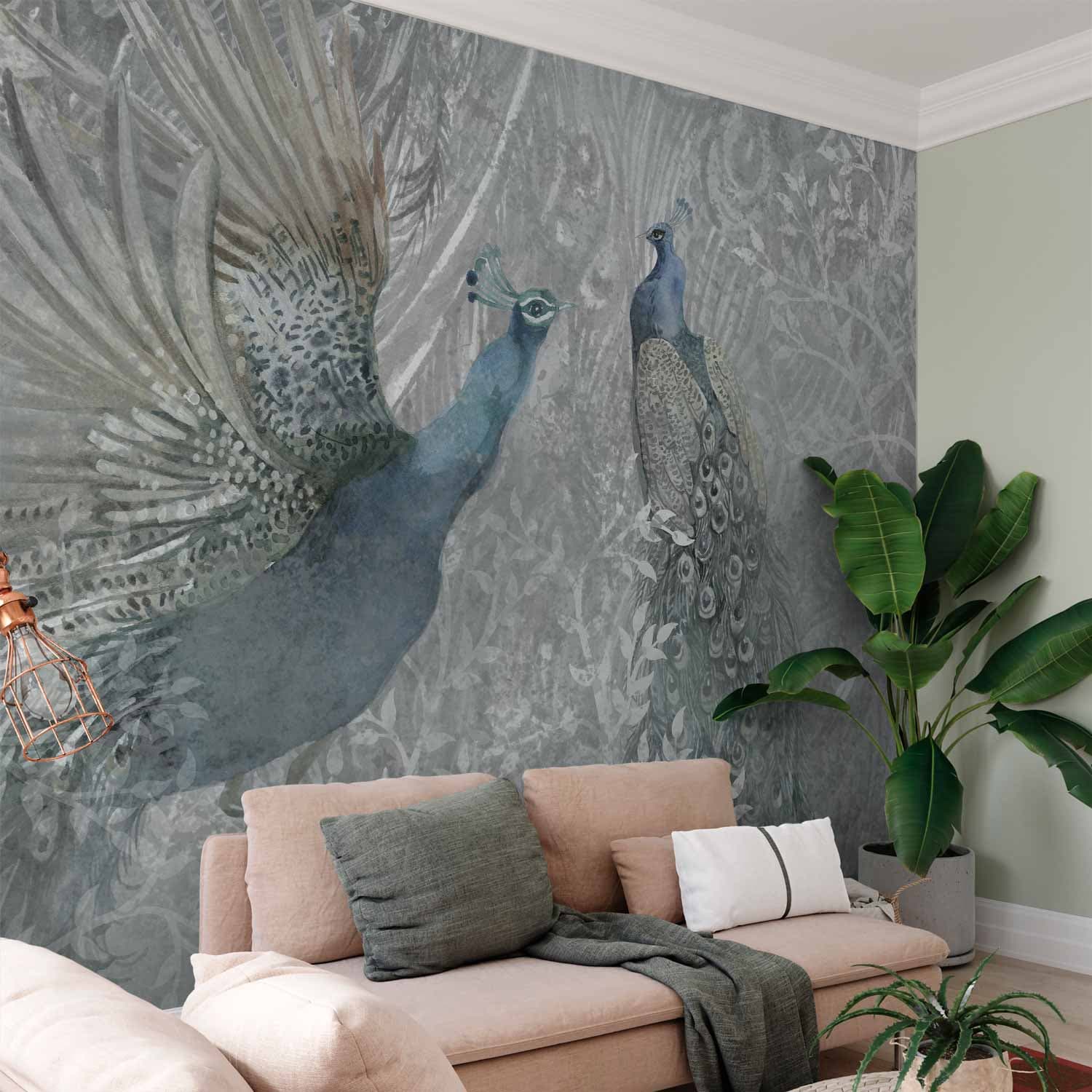 Wall mural Pawie w tańcu - drugi wariant 450×315 cm, standard non-woven
