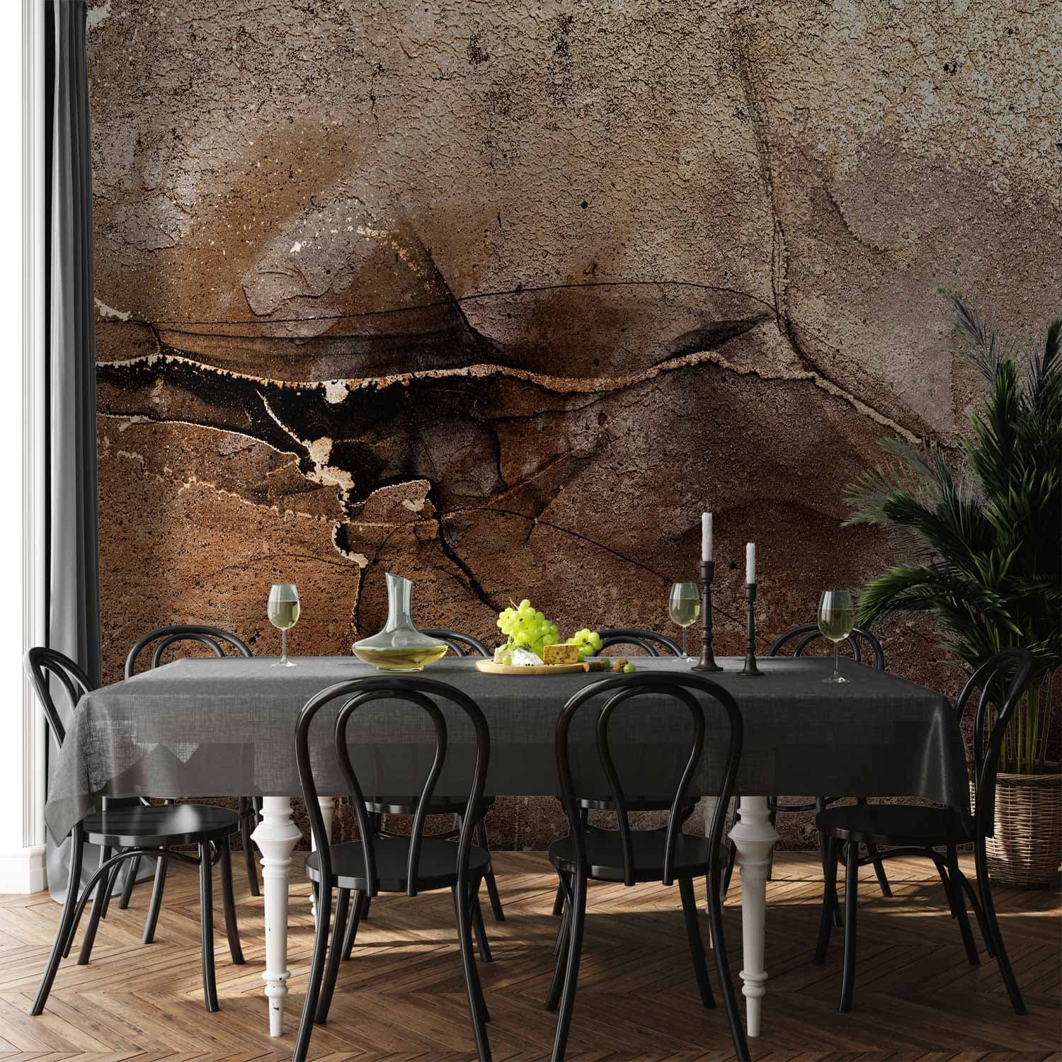 Fototapeta Skalna abstrakcja - brązowobeżowy deseń w stylu pękniętego kamienia 500×350 cm, materiał wodoodporny