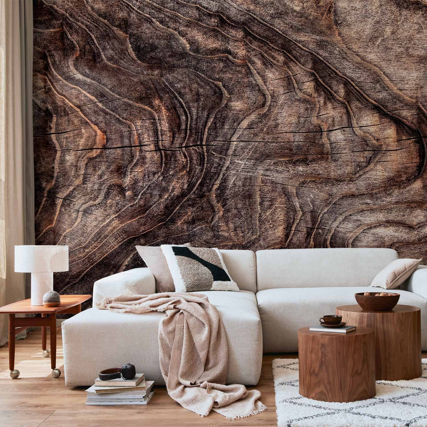 Wall mural Znaki czasu - abstrakcyjne tło z pomarszczoną korą starego drzewa 350×256 cm, premium non-woven