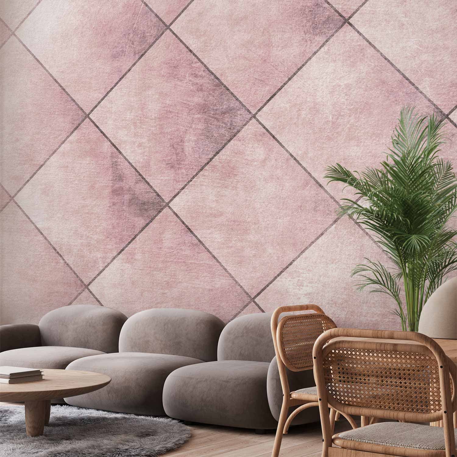 Фотообои Idealne cięcia - jednolity geometryczny wzór w kafelki z deseniem 100×70 см, флизелин премиум