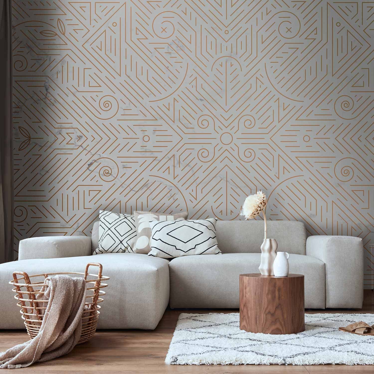 Wall mural Wzór geometryczny odcienie złota i kamień marmuru 200×140 cm, standard non-woven