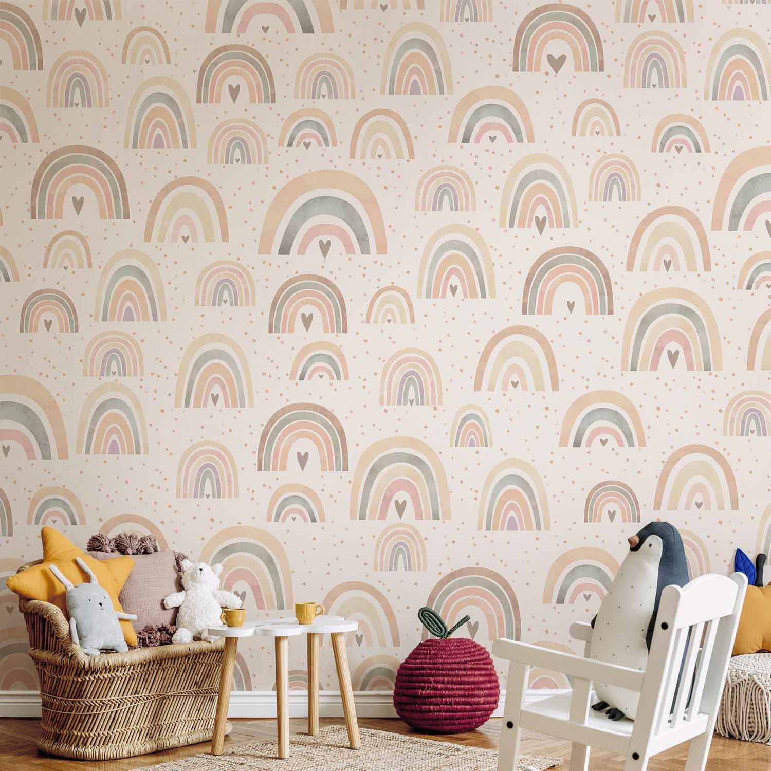 Fototapeta Tęcze i serca 450×315 cm, materiał wodoodporny