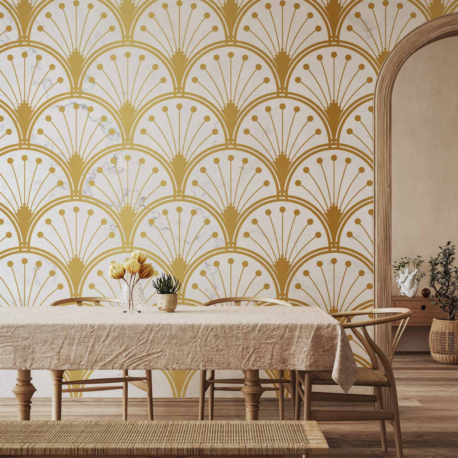 Fototapete Złoto i marmur wzór inspirowany art deco 250×175 cm, wasserfestes Material