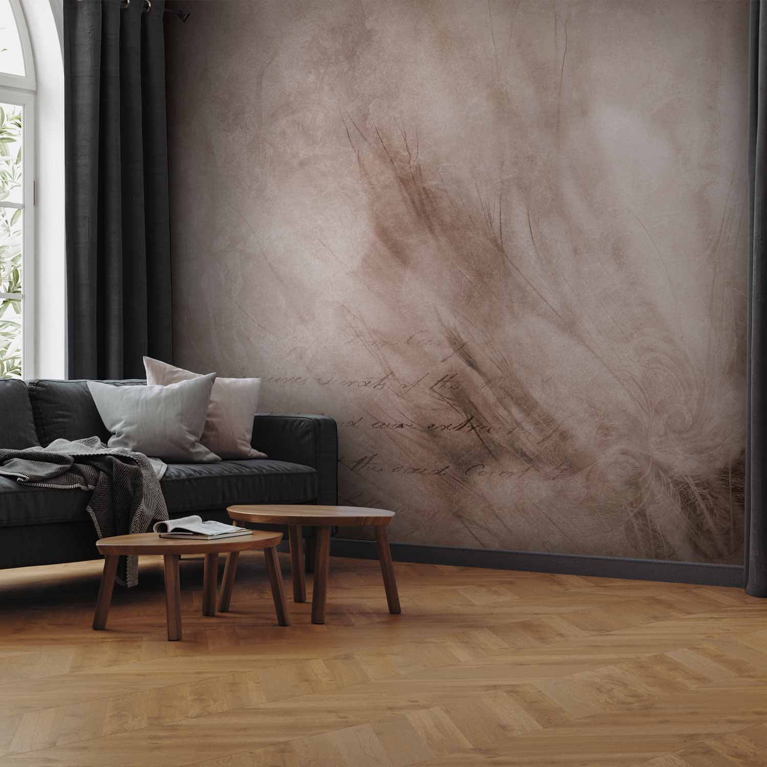 Fototapeta Abstrakcja scandi boho - delikatna kompozycja z napisami i kwiatami 245×175 cm, materiał samoprzylepny