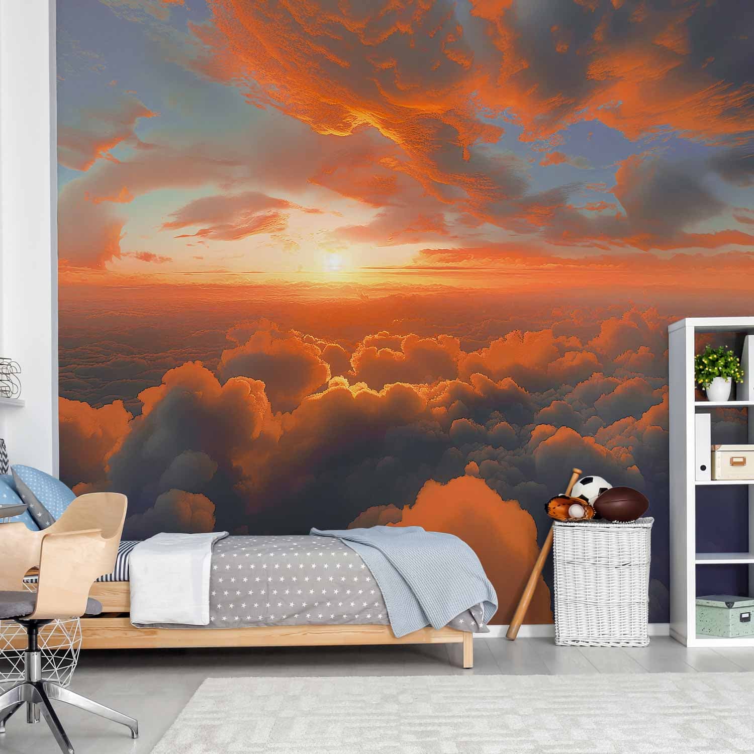 Fototapeta Gdy świt łaskocze chmury: spektakl barw na porannym niebie 450×315 cm, materiał wodoodporny