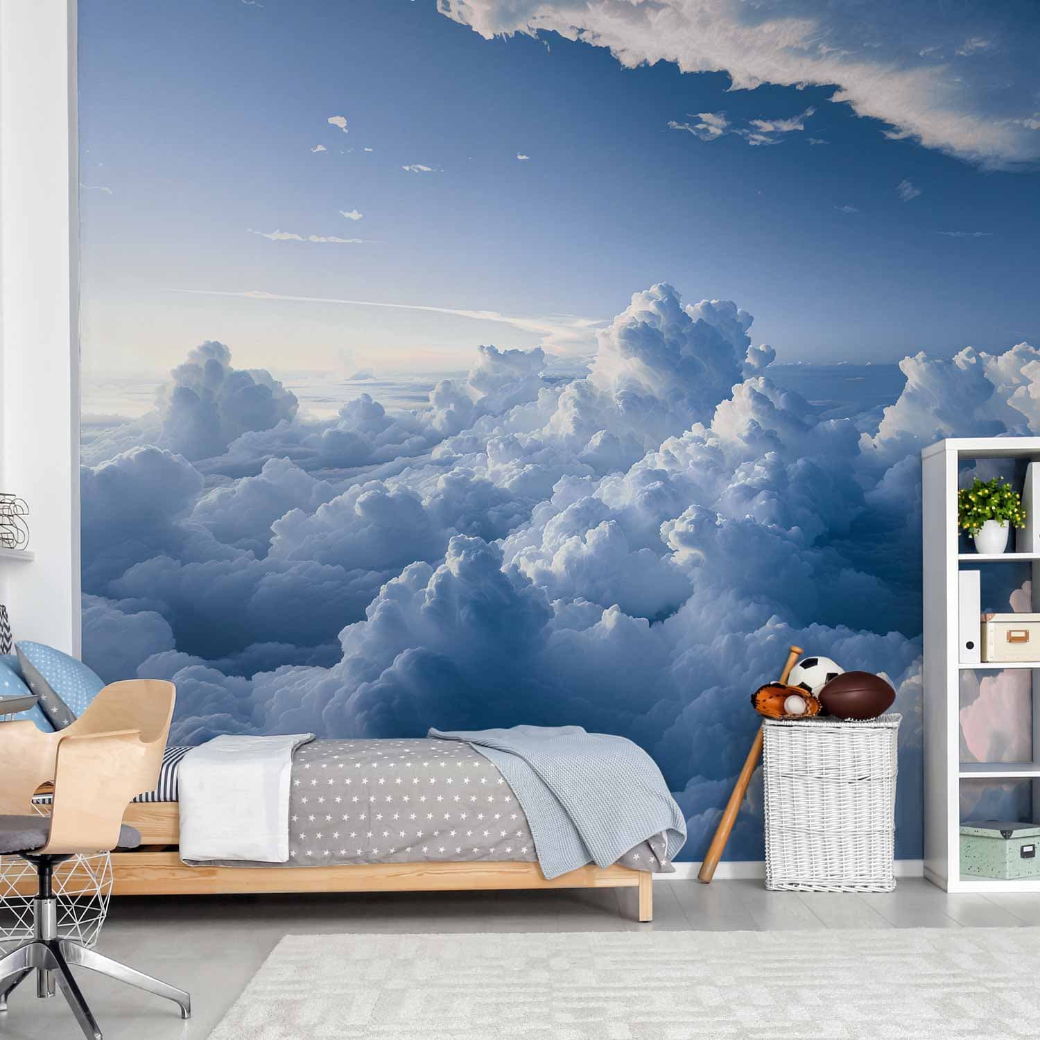 Фотошпалери Podniebne pejzaże: Promienie oświetlające puchowe formacje chmur 250×175 см, вологостійкий матеріал