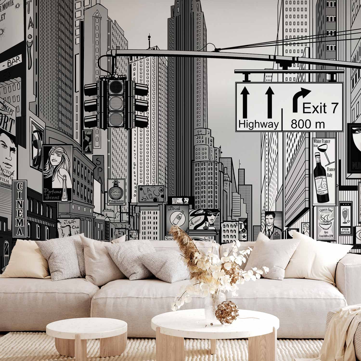 Fototapeta Komiksowe miasto - ulica w Nowym Jorku w stylu popart 450×315 cm, flizelina premium