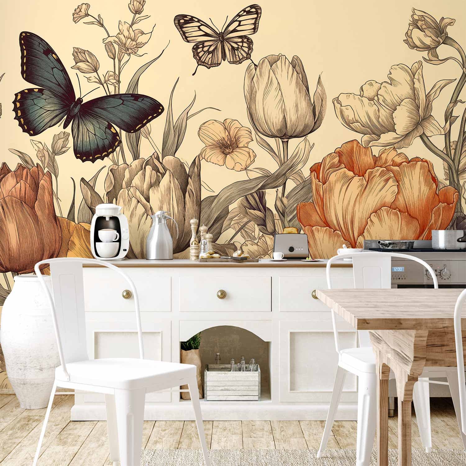 Фотообои Kolorowe tulipany na kremowym tle 250×175 см, влагостойкий материал
