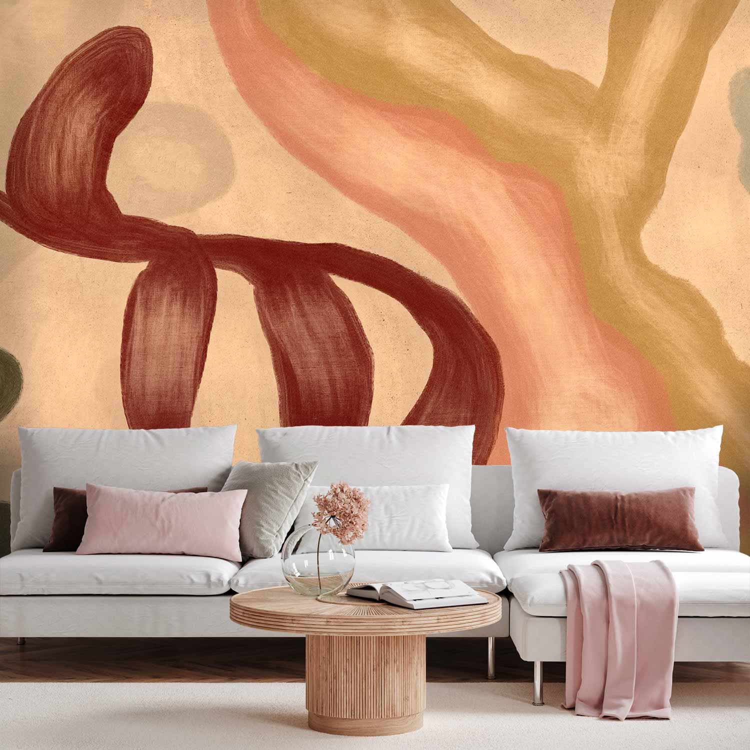Fototapeta Kolorowe kształty - przetarte figury w technice lime wash 350×256 cm, flizelina premium