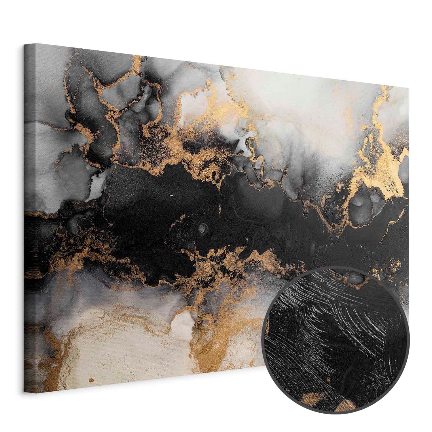 Obraz na płótnie Złote eksplozje - abstrakcyjny wzór inspirowany marmurem 30×20 cm, płótno standard